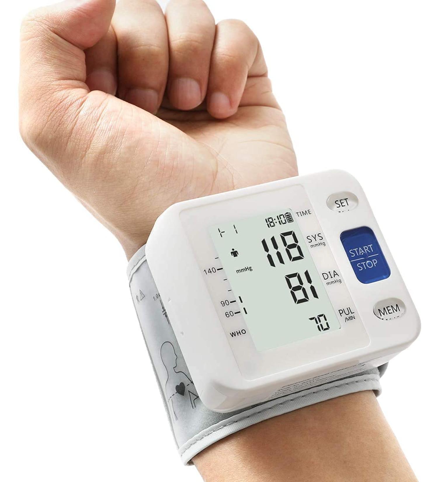Automatic Wrist Blood Pressure Meter - Adjustable Cuff Irregular Heartbeat Detector 99 Memory Large LCD - Includes 2 AAA Batteries & Storage Bag | International Shipping - Buy Online on GoSupps.com