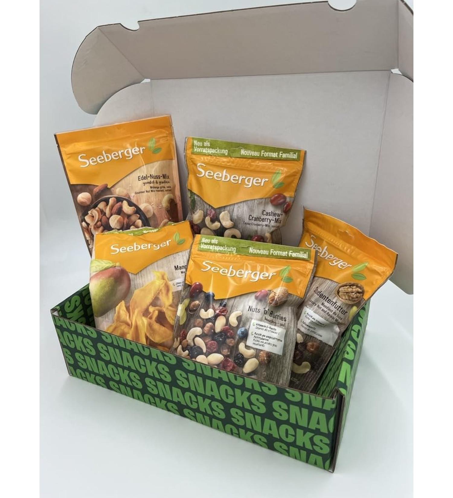 Seeberger XXL brand box box with 5 delicious snacks in large format including free closure clip 5-part range 2.19 kg (5 Pack)