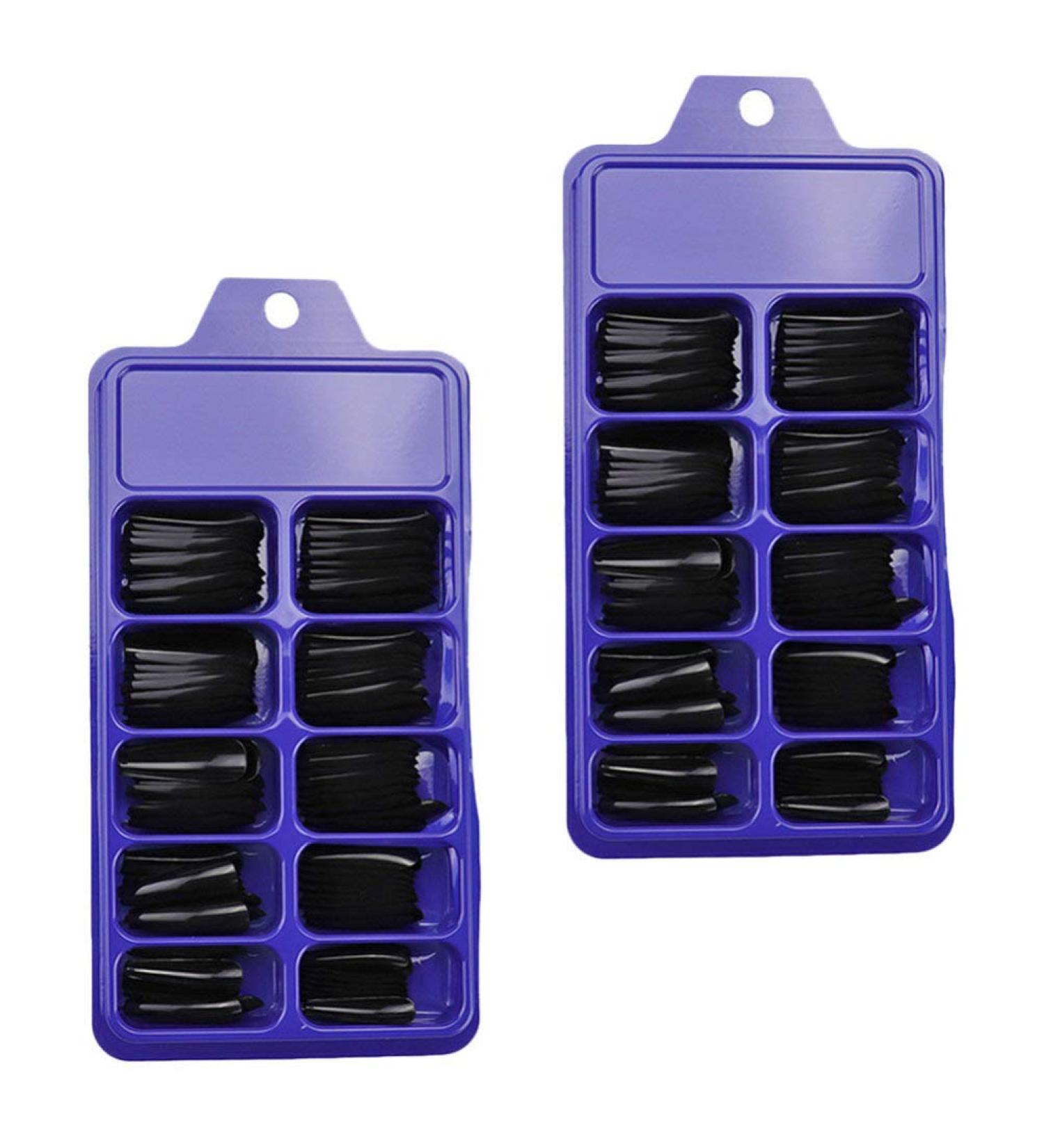 FRCOLOR 200PCs Long False Nails with Storage Box - Full Cover Black Fake Nails for Women & Nail Studios - Buy Online on GoSupps.com
