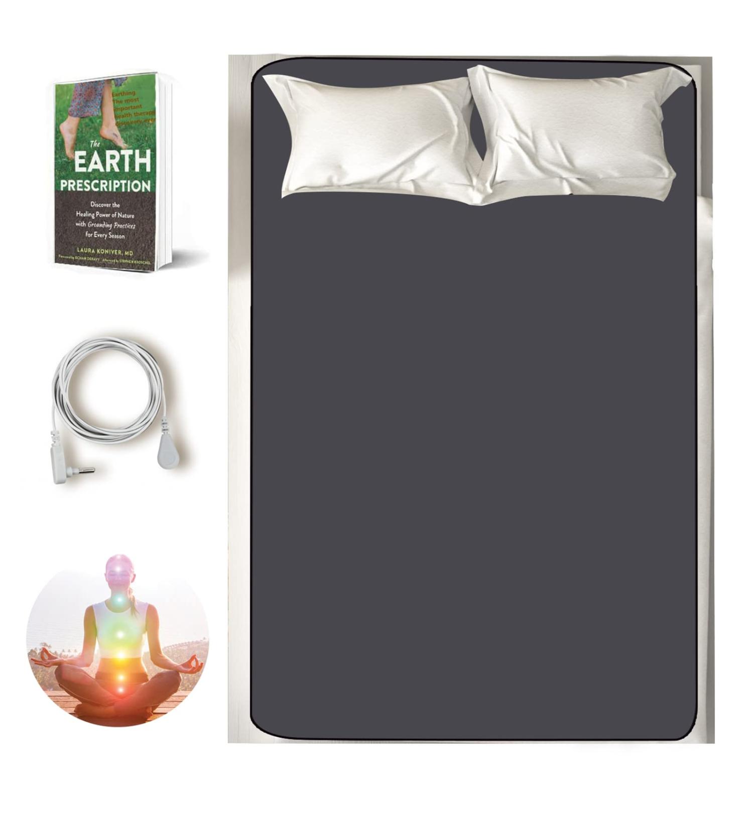 Grounding Mat for Better Sleep and Pain Relief - 54x71 Inch Earth Connected Conductive Carbon Leatherette Pad - Buy Online on GoSupps.com