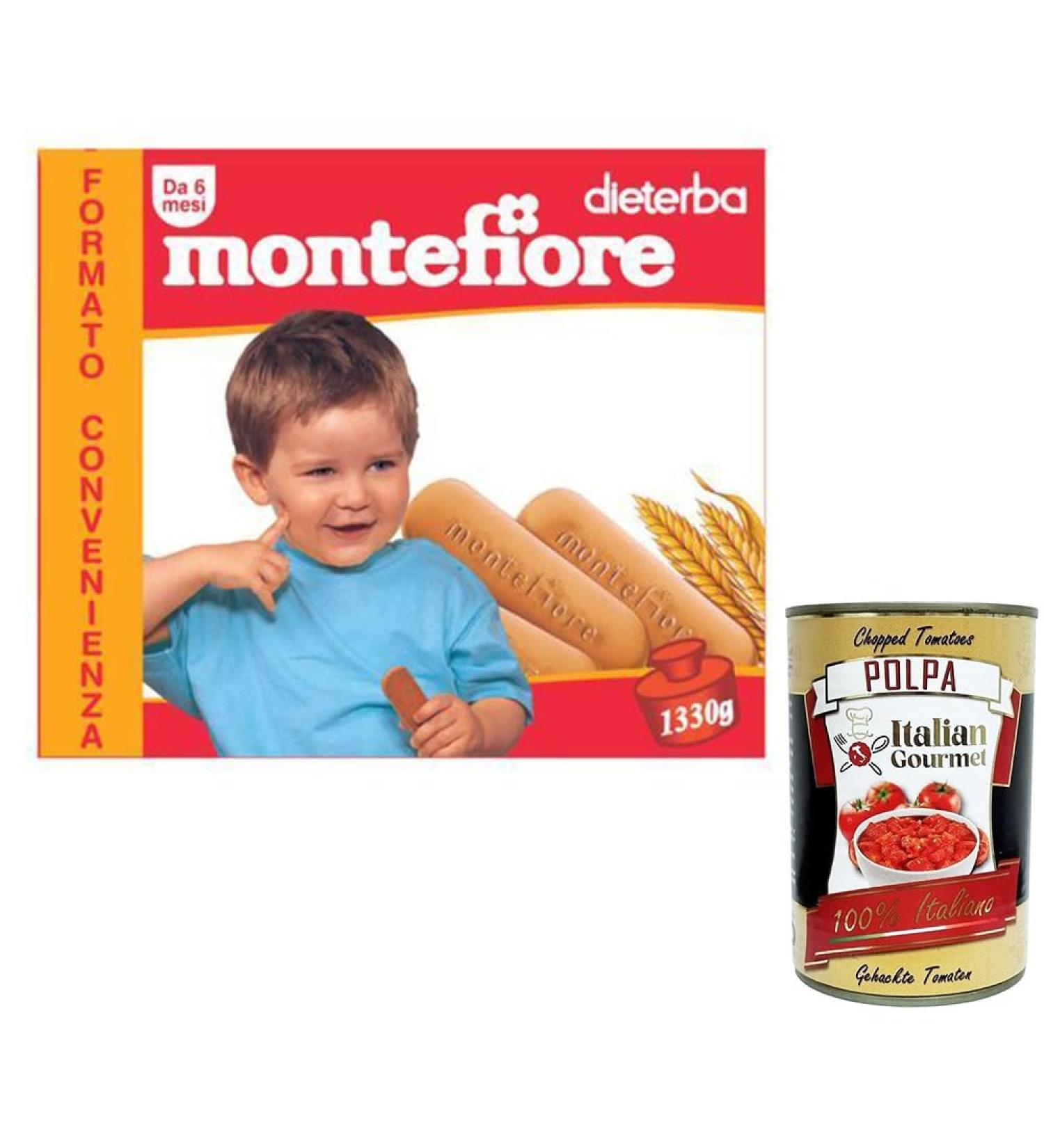  Italian Gourmet E.R. Montefiore Biscuit for Children from 4 months 1300 g + Italian Gourmet Pulp 400 g - Buy Online on GoSupps.com