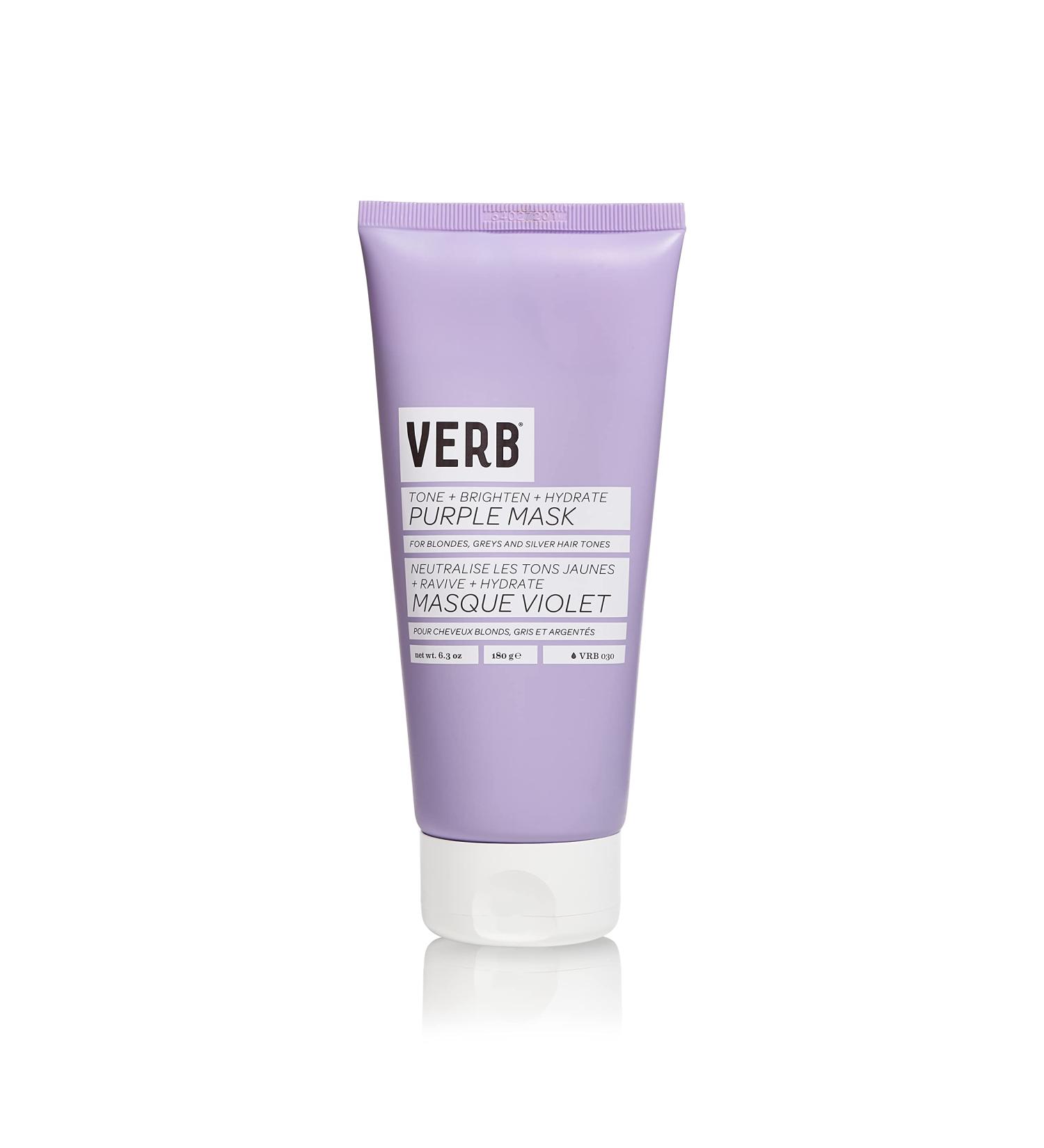 Verb Purple Hair Mask - Vegan Toning Mask for Brightening Brassy Hair, 6.3 oz - Ideal for Blonde, Grey, and Silver Hair - Color-Repair and Hydrating Formula to Reduce Yellow Hue - Buy Online on GoSupps.com