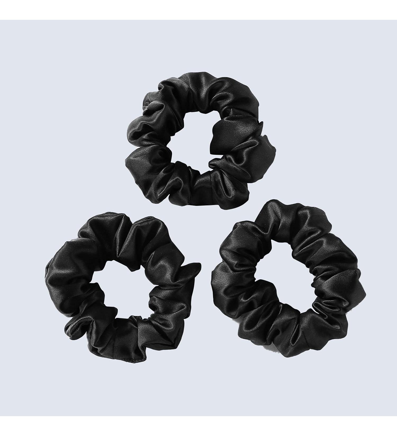 ZIMASILK 100% Mulberry Silk Hair Scrunchies - 3 Pack Black | Gentle Elastic Hair Bands for Women and Girls - Buy Online on GoSupps.com