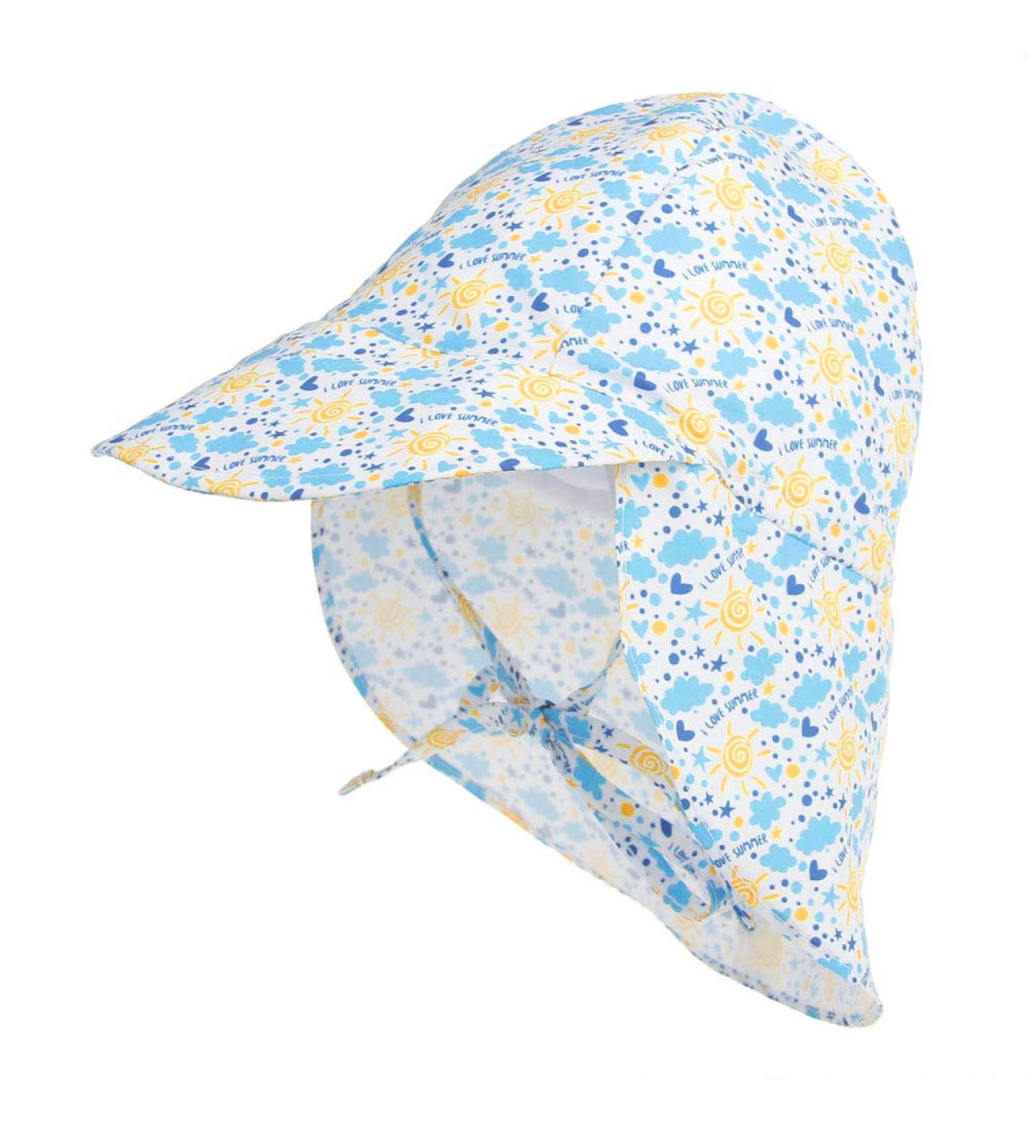 LACOFIA Baby Sun Protection Beach Hat Toddler Super Soft Adjustable Flap Cap Kids Summer Visor Cap 2-5 Years A-Sunny