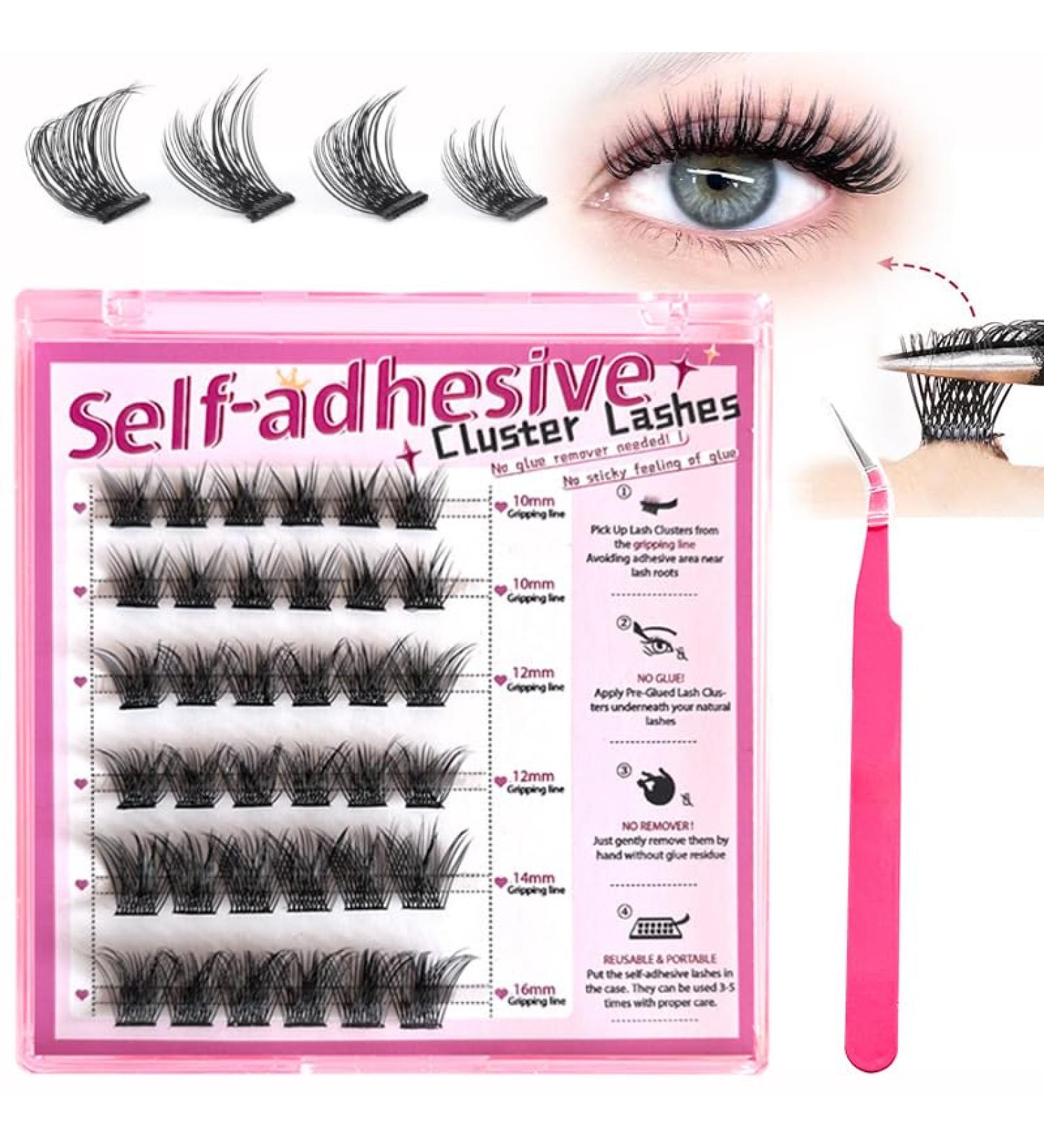 Self Adhesive Lash Clusters Kit - Press-on Lashes 10-16MM No Glue Reusable Fuss-Free Individual Lash Extensions (36PCS) - A01 - Buy Online on GoSupps.com