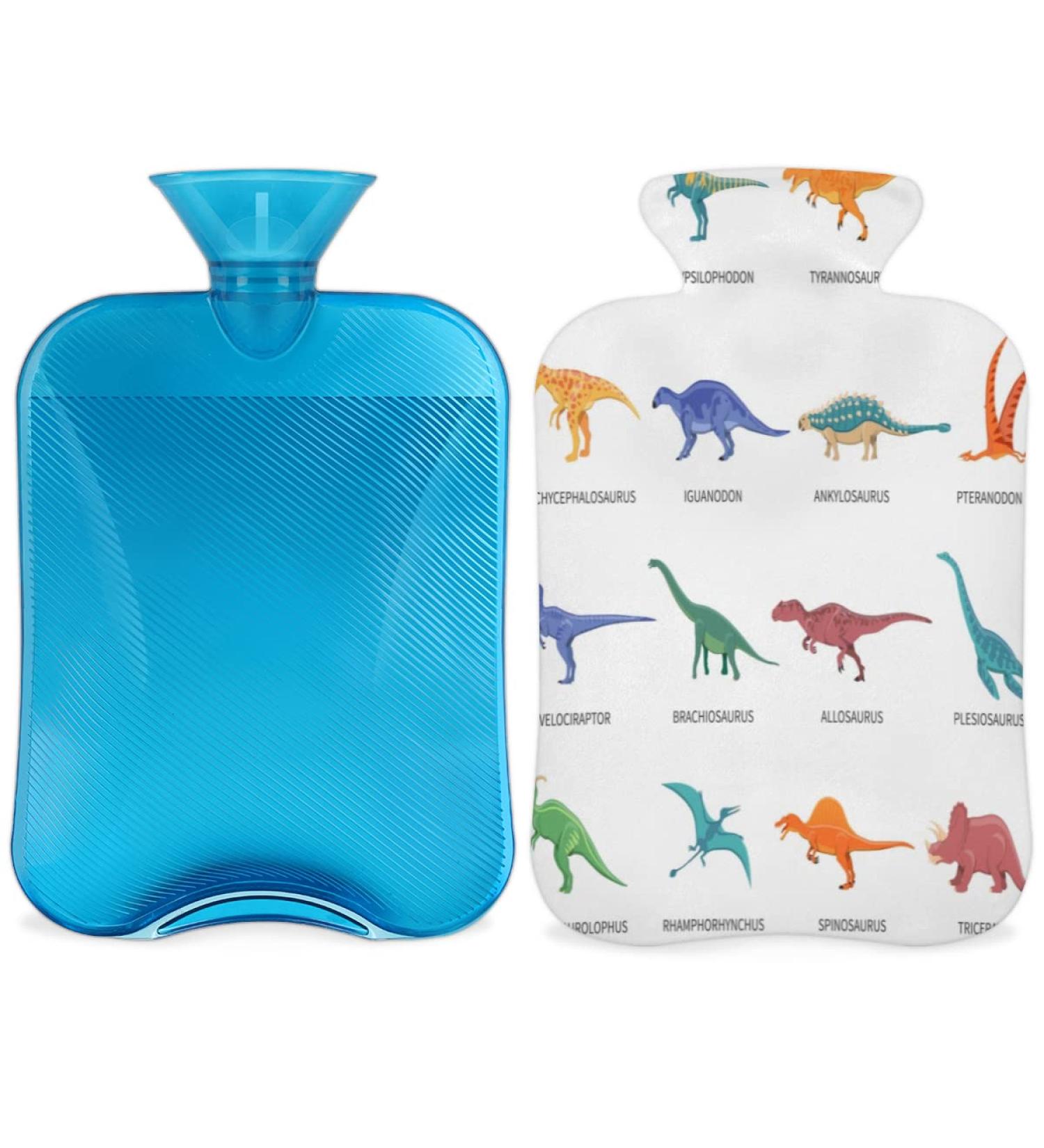 Dinosaur Heat Bottle with Fluffy Cover - 2L Hot Water Bottle for Cozy Nights Pain Relief for Back Neck & Shoulders - Buy Online on GoSupps.com