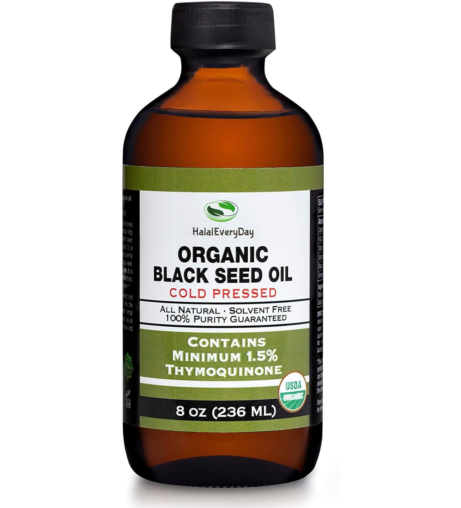 Organic Black Seed Oil - USDA Certified Cold Pressed Glass Bottle Over 1.5% Thymoquinone 3X strength Turkish Black Cumin Nigella Sativa non-GMO 100% Pure Blackseed Oil (8oz Glass Bottle) - Buy Online on GoSupps.com