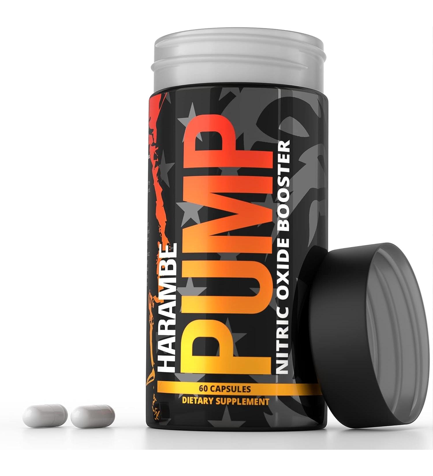 Harambe Pump - Best Nitric Oxide Supplement with Nitrosigine S7 & BioPerine | Top Pre Workout Pump Pills & Vasodilator for Optimal Performance - Buy Online on GoSupps.com