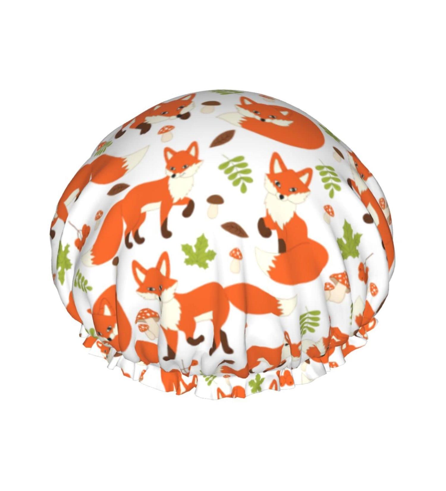 Cute Fox Waterproof Luxury Shower Cap for Women - Reusable Fashion Hat with Elastic - Ideal for Long, Short, Curly Hair (Color 10) - Buy Online on GoSupps.com