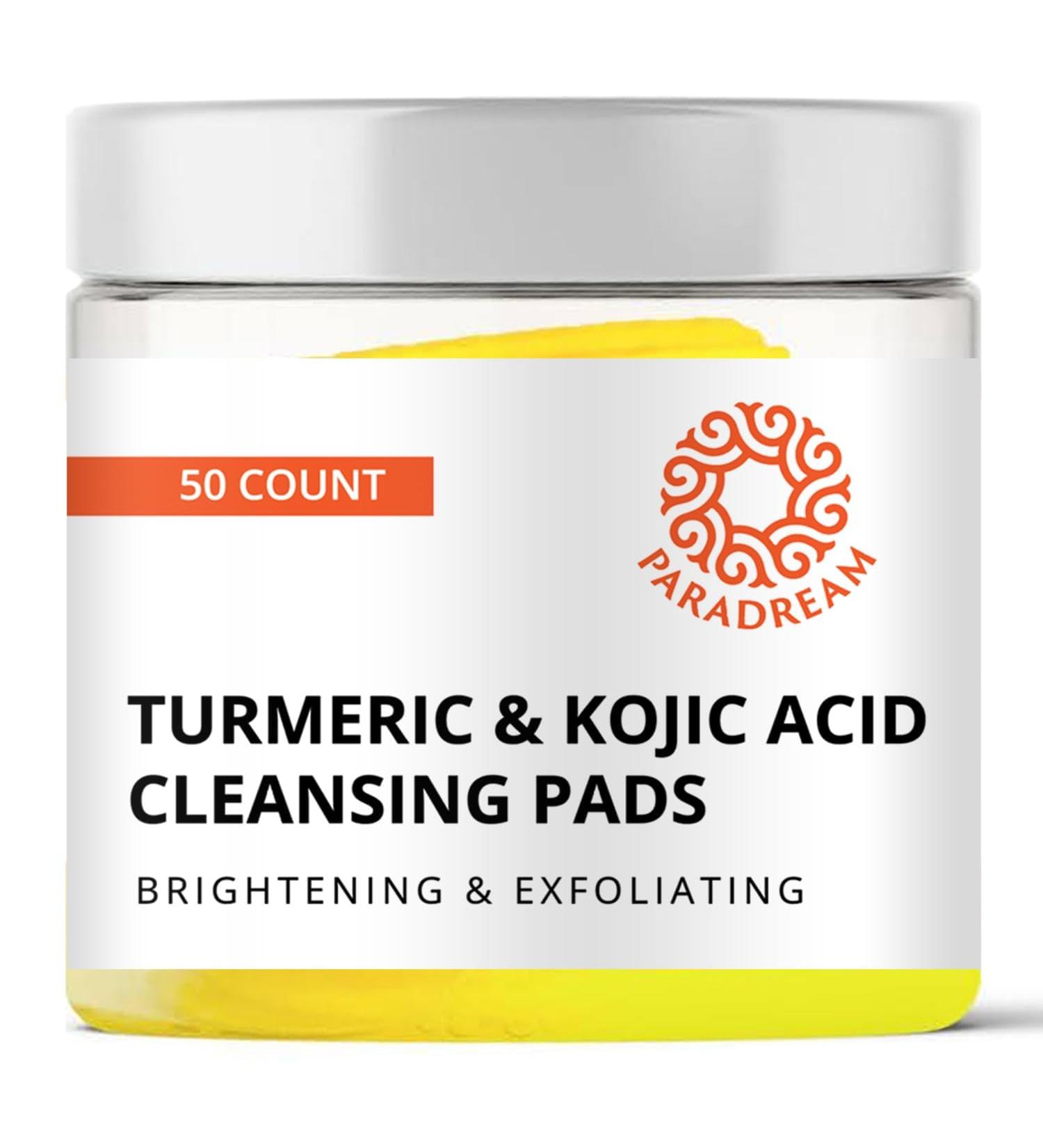 Paradream Turmeric Kojic Acid Cleansing Pads: Face Exfoliating Scrub Pads for Dark Spots - Deep Clean Pores Suitable for all Skin Types 50PCS 50 Count (Pack of 1) - Buy Online on GoSupps.com