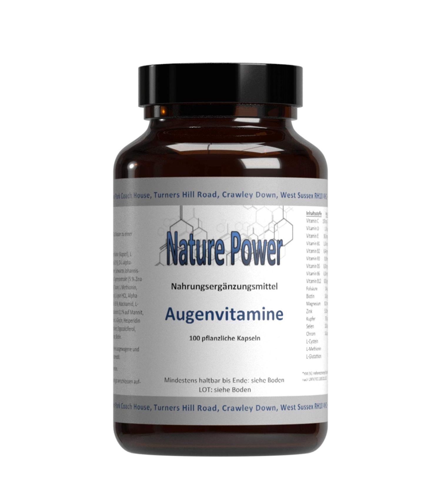 Eye Vitamins for Normal Eyesight - 100 Additive-Free Vegetarian Capsules - Nature Power - GMO-Free & Brown Glass Packaging - Buy Online on GoSupps.com