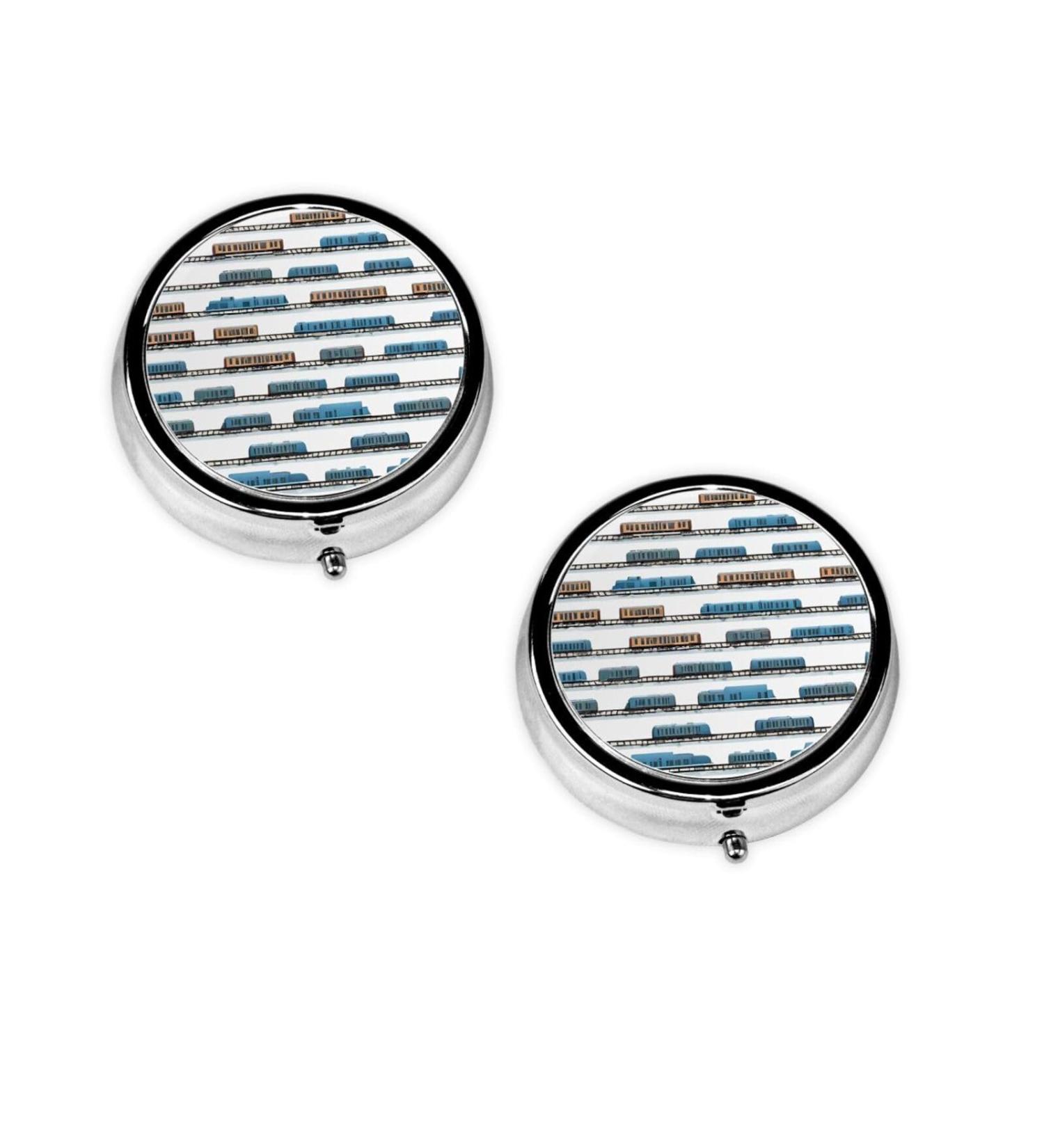 Monorail Train Mini Round Pill Box | 3 Compartment Pill Organizer for Travel & Home Use - Buy Online on GoSupps.com