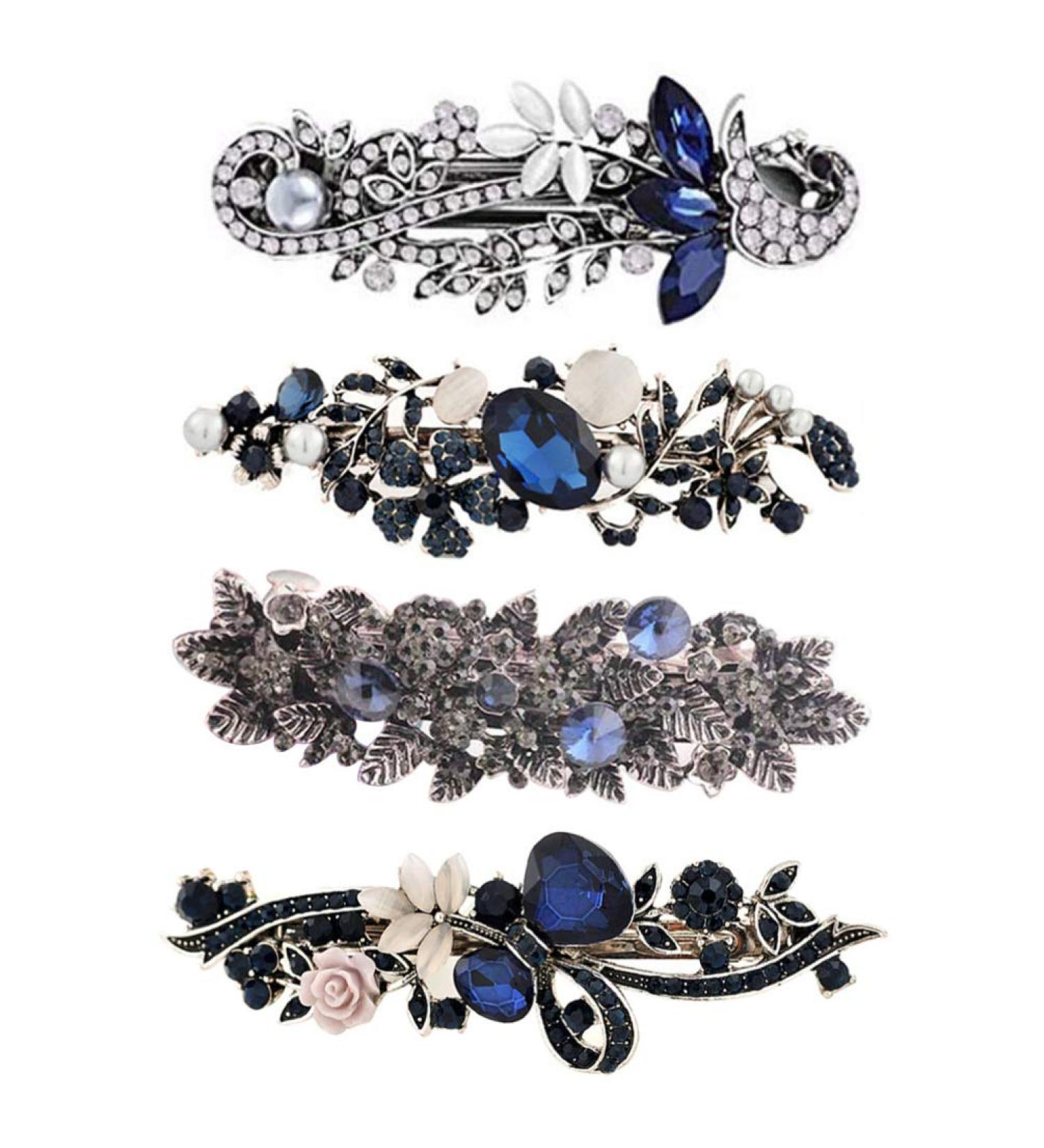 Beaupretty Crystal Vintage Hair Clips for Women - Retro French Metal Flower Clamps - Buy Online on GoSupps.com