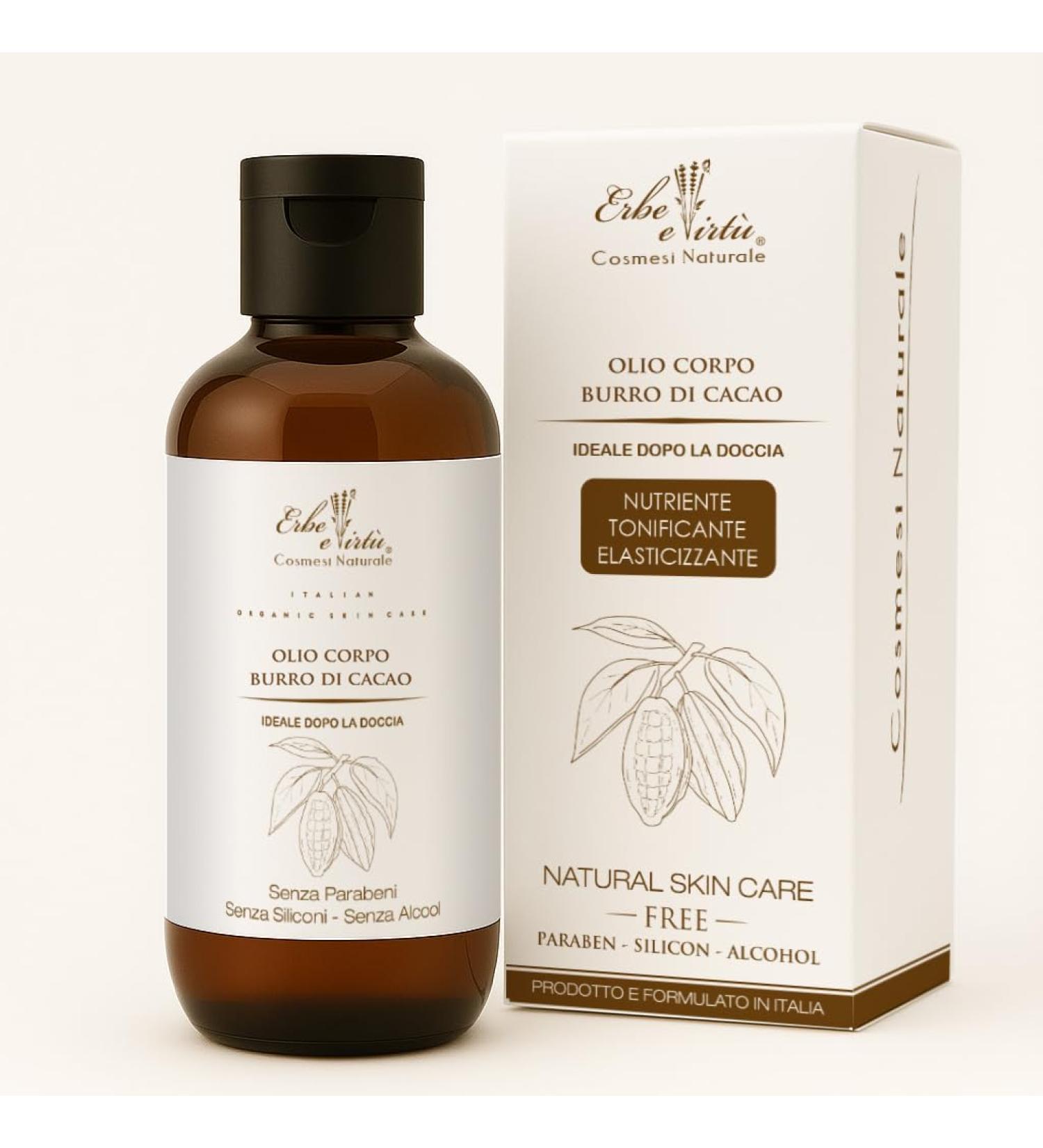  Erbe e Virt Body Oil 200 ml Massage Firming Toning Elastic Nutritious Moisturizing Natural Product 100% Made in Italy (Chocolate) - Buy Online on GoSupps.com