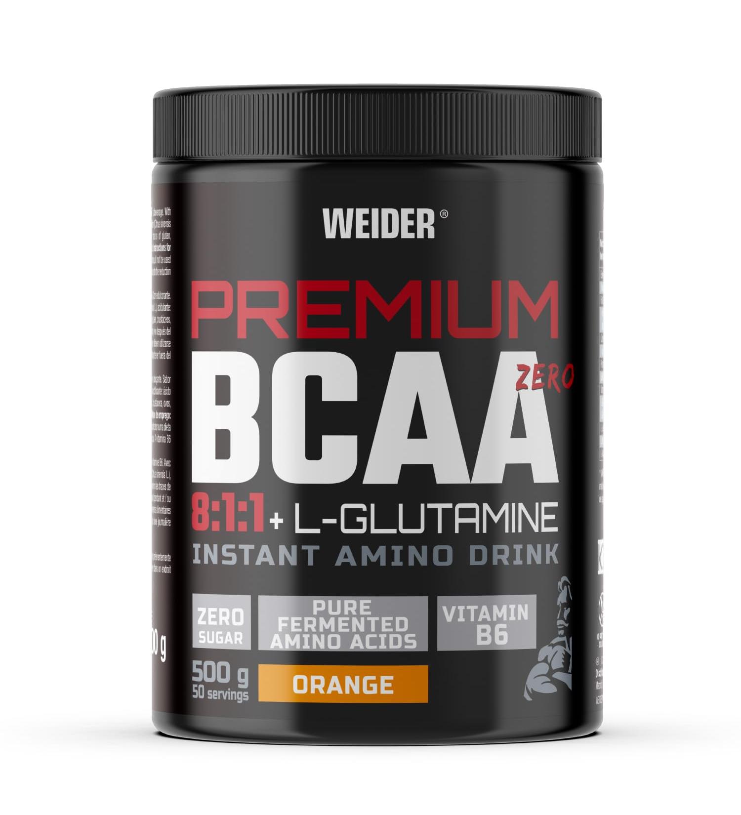 Weider Premium BCAA 8:1:1 + L-Gluamine Orange Taste 500 g With Vitamin B6 Sugar Free Vegan. - Buy Online on GoSupps.com