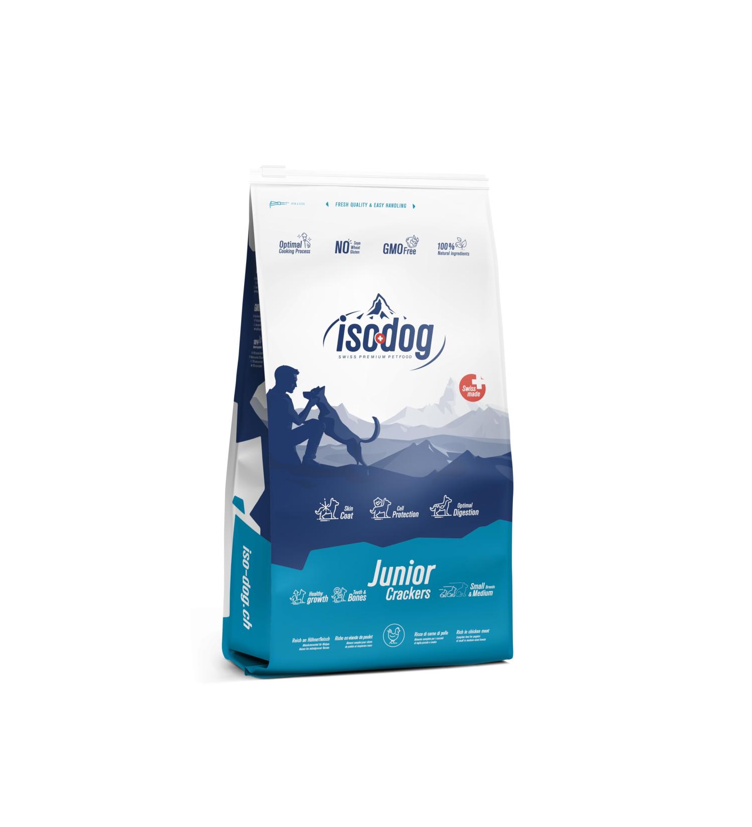 Iso dog - Premium Croquettes for Puppies and Young Dogs of Small to Medium Breeds - Gluten-free - Optimal digestion - Rich in Chicken - 100% Natural raw materials (12kg) - Buy Online on GoSupps.com