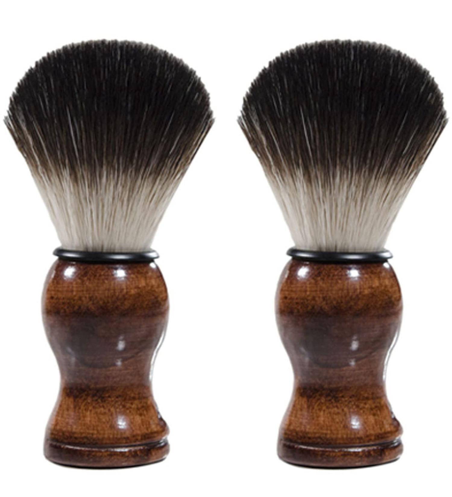 Watera 2X Men's Shaving Brush - Premium Wooden Handle Facial Cleaning Tool | High Quality Pro Salon Razor Brush for Perfect Shaving Experience - Buy Online on GoSupps.com