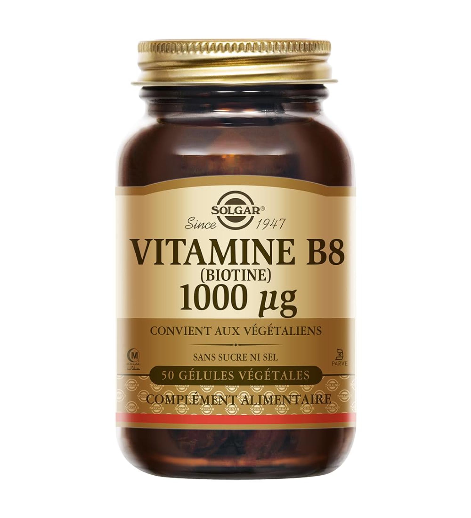 Solgar Biotine (Vitamine B8) 1000 g - Beaut des Cheveux de la Peau et des Ongles - Compl ment Alimentaire - Vegan et Sans Gluten - Flacon de 50 g lules v g tales - Buy Online on GoSupps.com