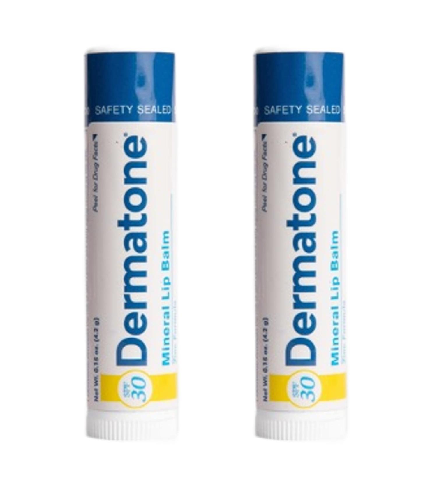 Dermatone Mineral Lip Balm SPF 30 - Moisturizing | Reef Safe | Broad Spectrum Sunburn Protection | Zinc Formula | Cruelty Free | Paraben Free - 2-Pack, Made in USA - Buy Online on GoSupps.com