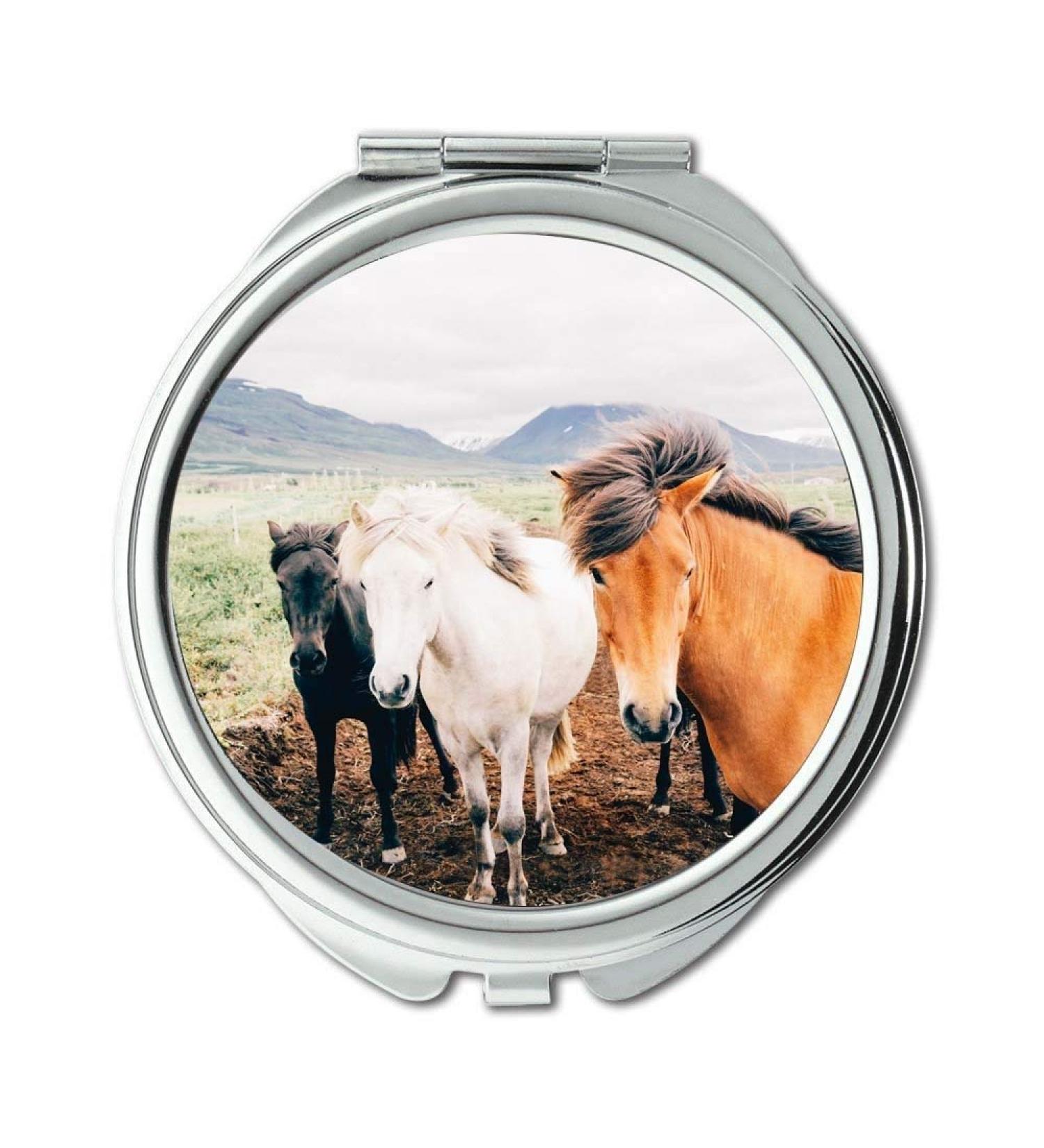Mirror Compact Mirror animals farm horses pocket mirror portable mirror - Buy Online on GoSupps.com