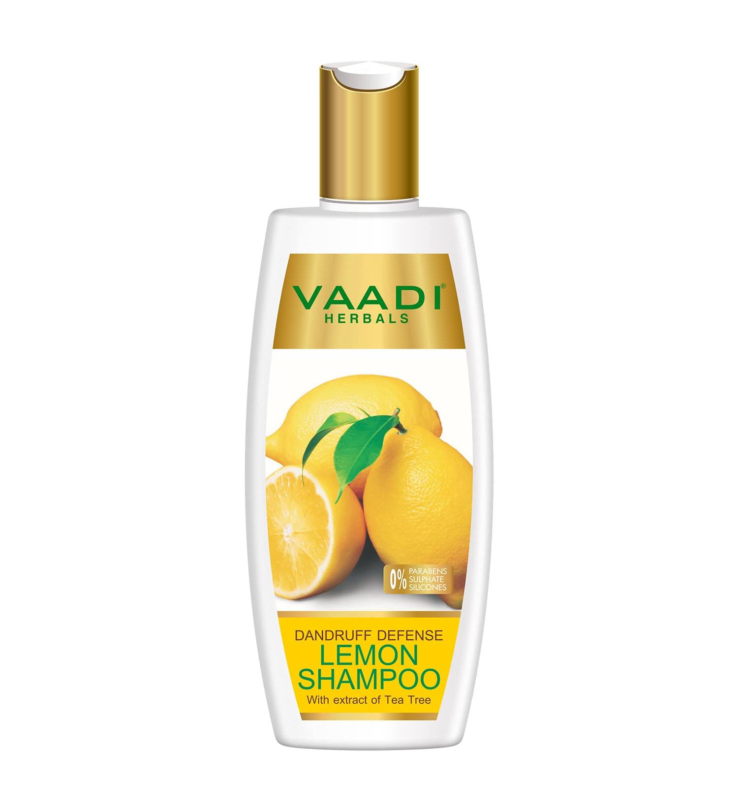 Lemon & Tea Tree Extract Shampoo - Natural Dandruff Defense Paraben & Sulfate Free Scalp Moisture Therapy for All Hair Types - 11.8 Oz - Vaadi Herbals - Buy Online on GoSupps.com