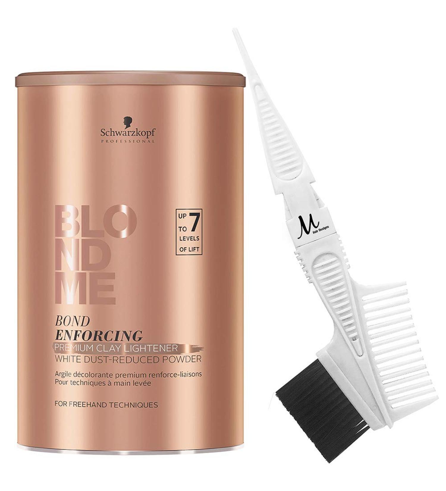 BlondMe Clay Lightener 7+ Bond Enforcing Premium + Hair Designs Tint Brush/Comb (Bundle) - Buy Online on GoSupps.com