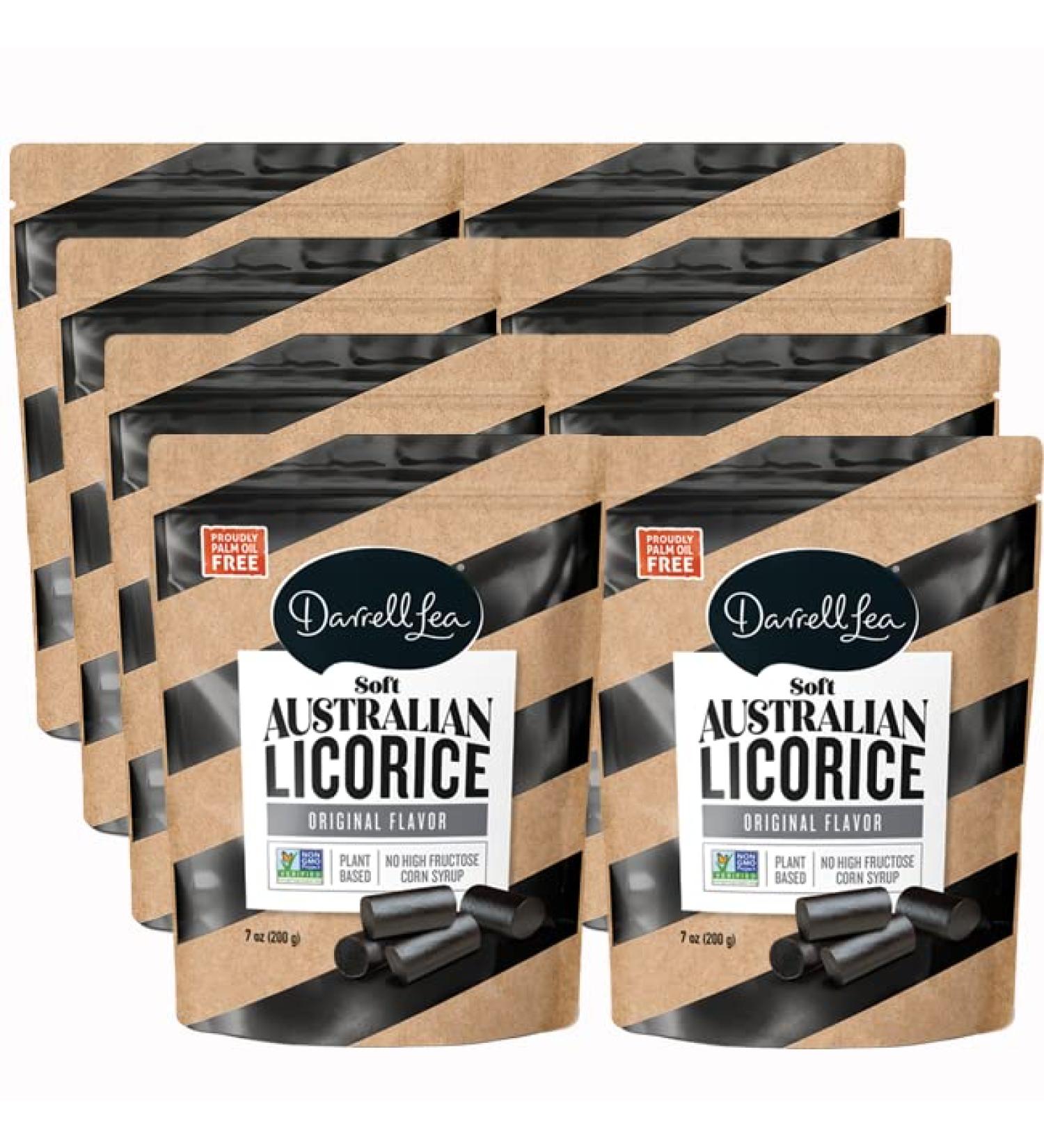 Darrell Lea Black Soft Australian Licorice (8) 7oz Bags - Vegan & Kosher | Small Batch, Ethically-Sourced Ingredients | Non-GMO, Palm Oil Free, No HFCS - Buy Online on GoSupps.com