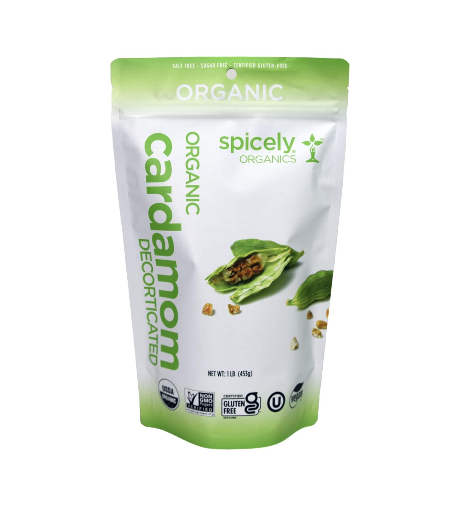 Spicely Organic Cardamom Decorticated 1 Lb Bag Certified Gluten Free 1 Pound (Pack of 1)