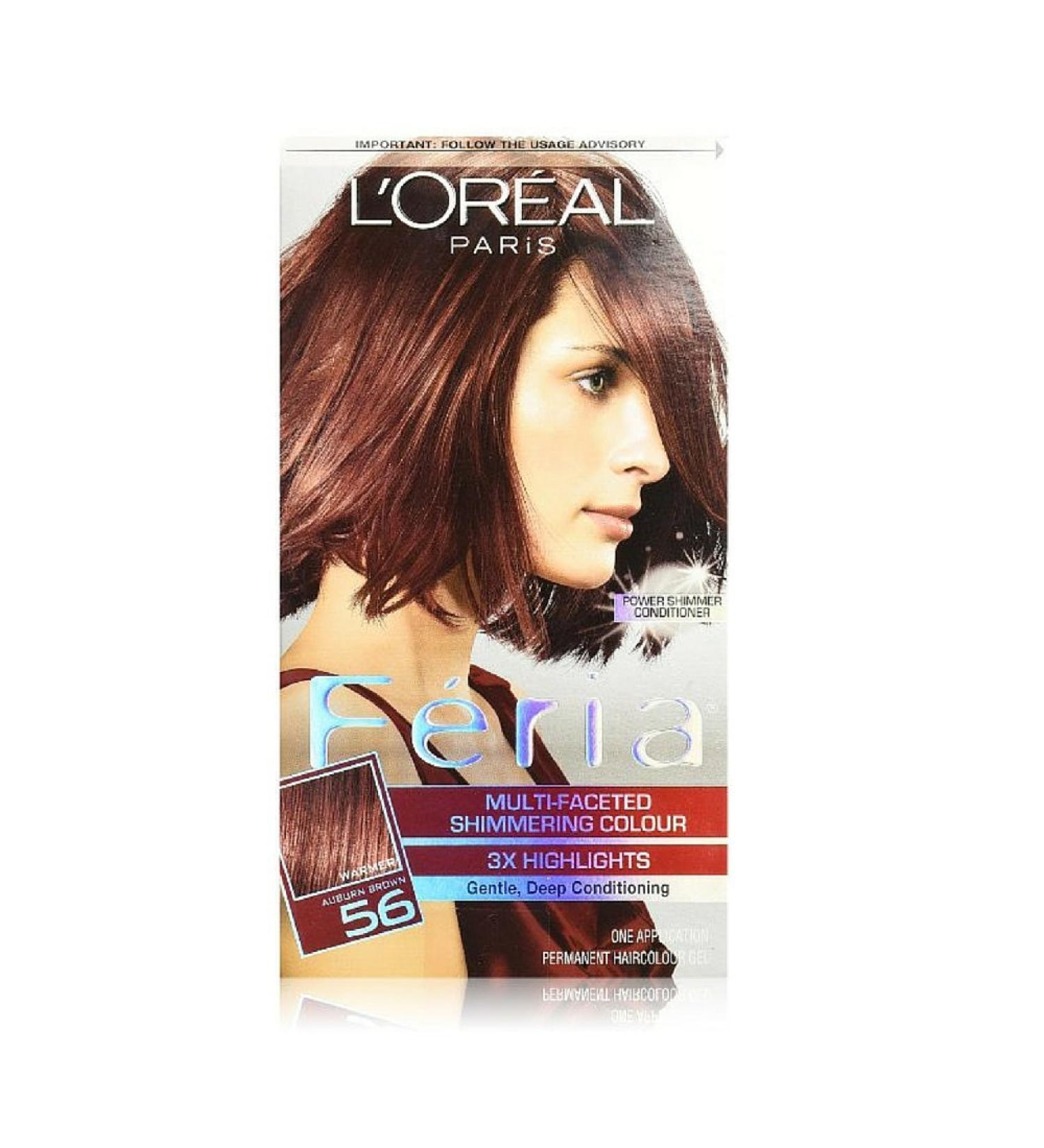 L'Oreal Paris Feria Multi-Faceted Shimmering Permanent Hair Color  56 Brilliant Bordeaux (Auburn Brown)  Pack of 1  Hair Dye 1 Count (Pack of 1) 56 Brilliant Bordeaux (Auburn Brown)