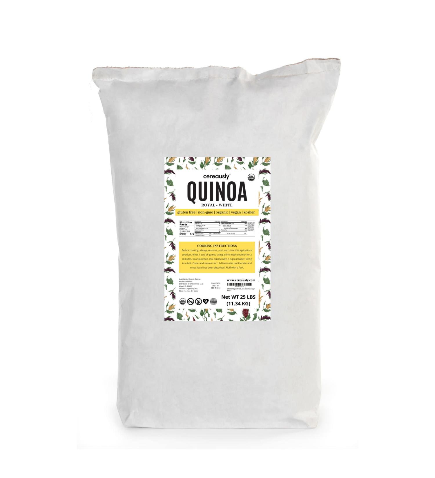 Organic Bolivian White Quinoa Bulk - 25Lbs | Restaurants & Wholesale | Non-GMO | Royal Quality - Buy Online on GoSupps.com