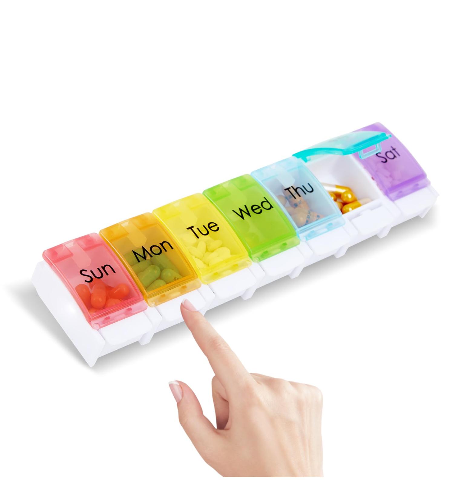 Weekly Pill Organizer & Planner - Large Compartment Pill Case for Vitamins Supplements and Cod Liver Oil - International Shipping Available - Buy Online on GoSupps.com