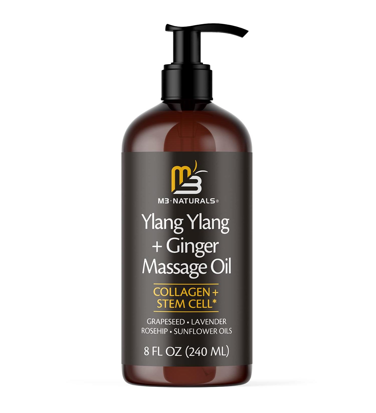 M3 Naturals Ylang Ylang & Ginger Massage Lotion | Collagen Stem Cell Infused | Deep Tissue Therapy for Muscle & Joint Relief | Anti-Cellulite Formula - Buy Online on GoSupps.com