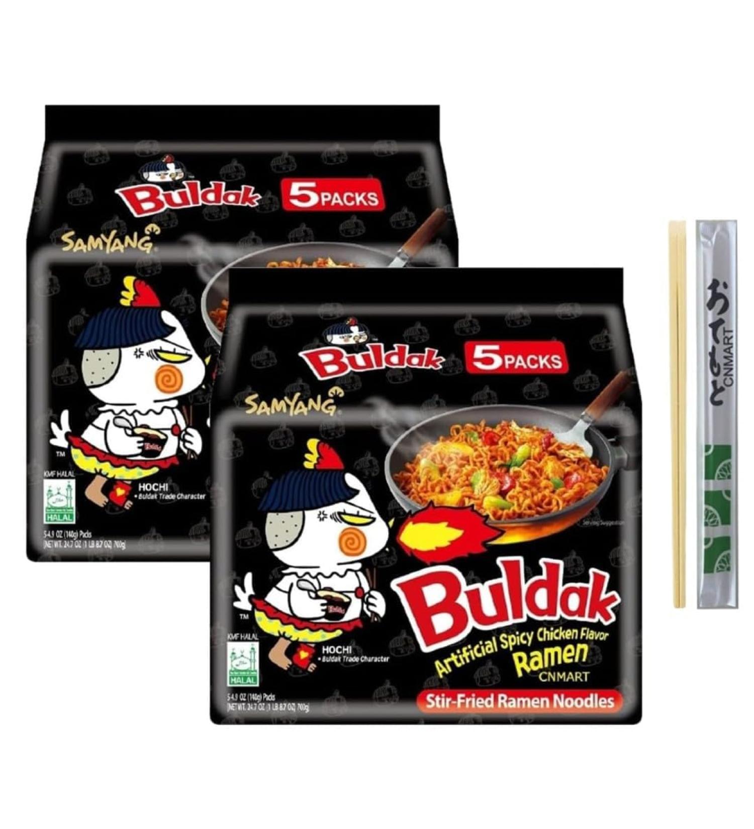 CNMART Samyang Hot Chicken Ramen Dried Buldak Noodles Halal 140g (Pack of 10) - Buy Online on GoSupps.com