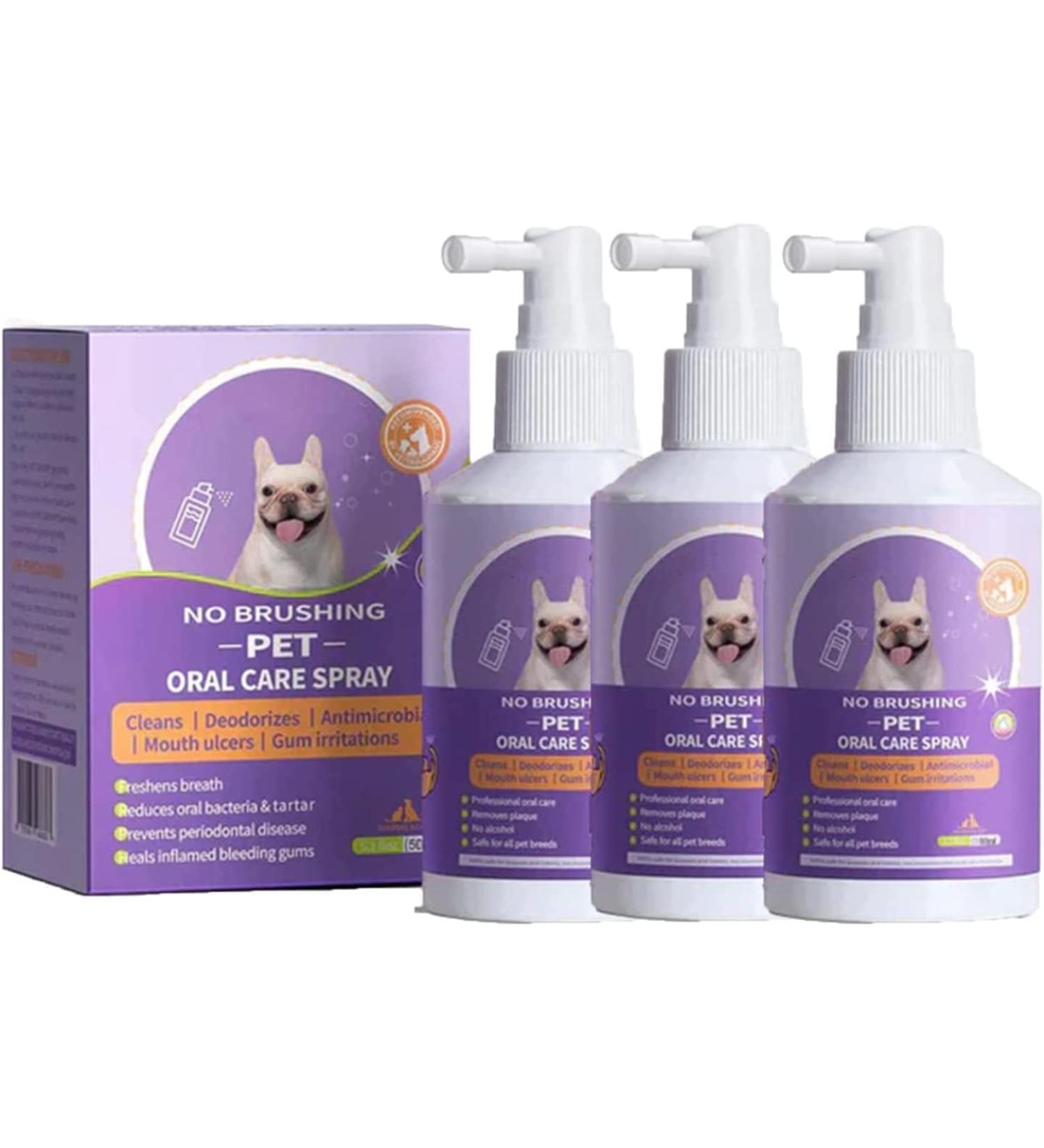 Teeth Cleaning Spray for Dogs & Cats Pet Oral Spray Clean Teeth Pet Breath Freshener Spray Care Cleaner Eliminate Bad Breath (3pcs) - Buy Online on GoSupps.com