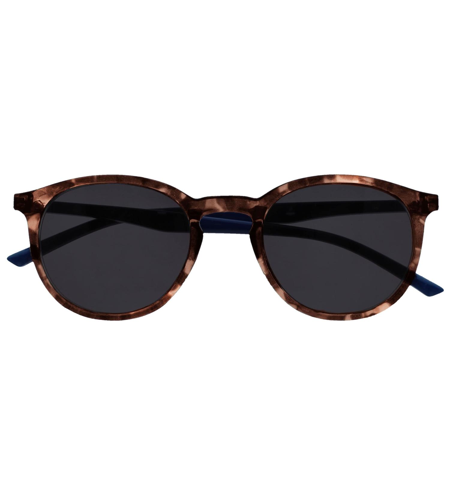 Opulize Met Sunderer Glasses - Slim Round Frame Spring Hinges Scratch-Resistant UV400 Tinted Lens - Unisex - +1.50 Diopter - Brown Tortoise & Dark Blue Arms - Buy Online on GoSupps.com