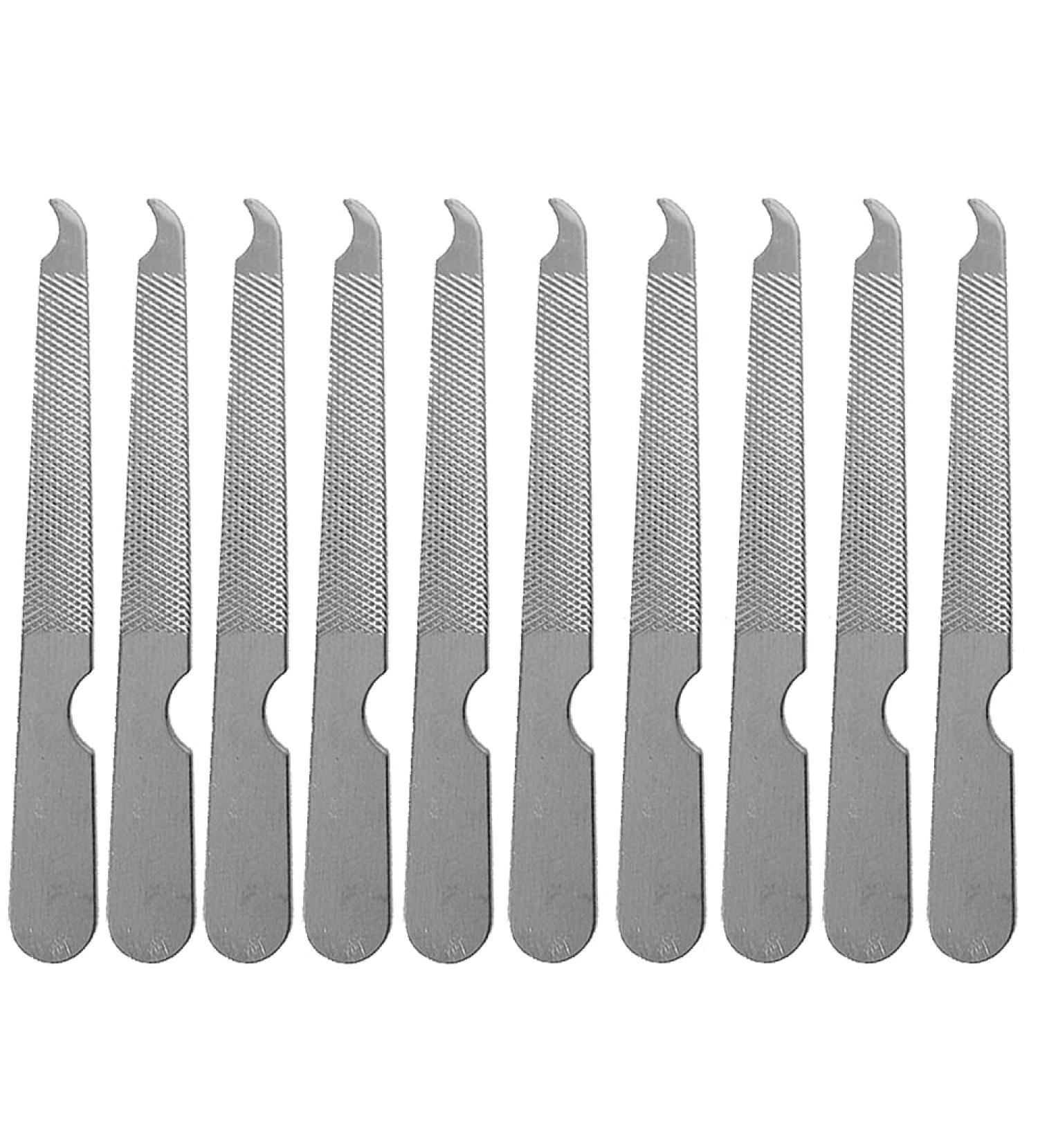 10 Pack Nail File Set Stainless Steel Double Side Nail File Silver Stainless Steel Double-Sided Nail File Trim Manicure Tool for Hand and Foot Care in Nail Salon Silver - Buy Online on GoSupps.com