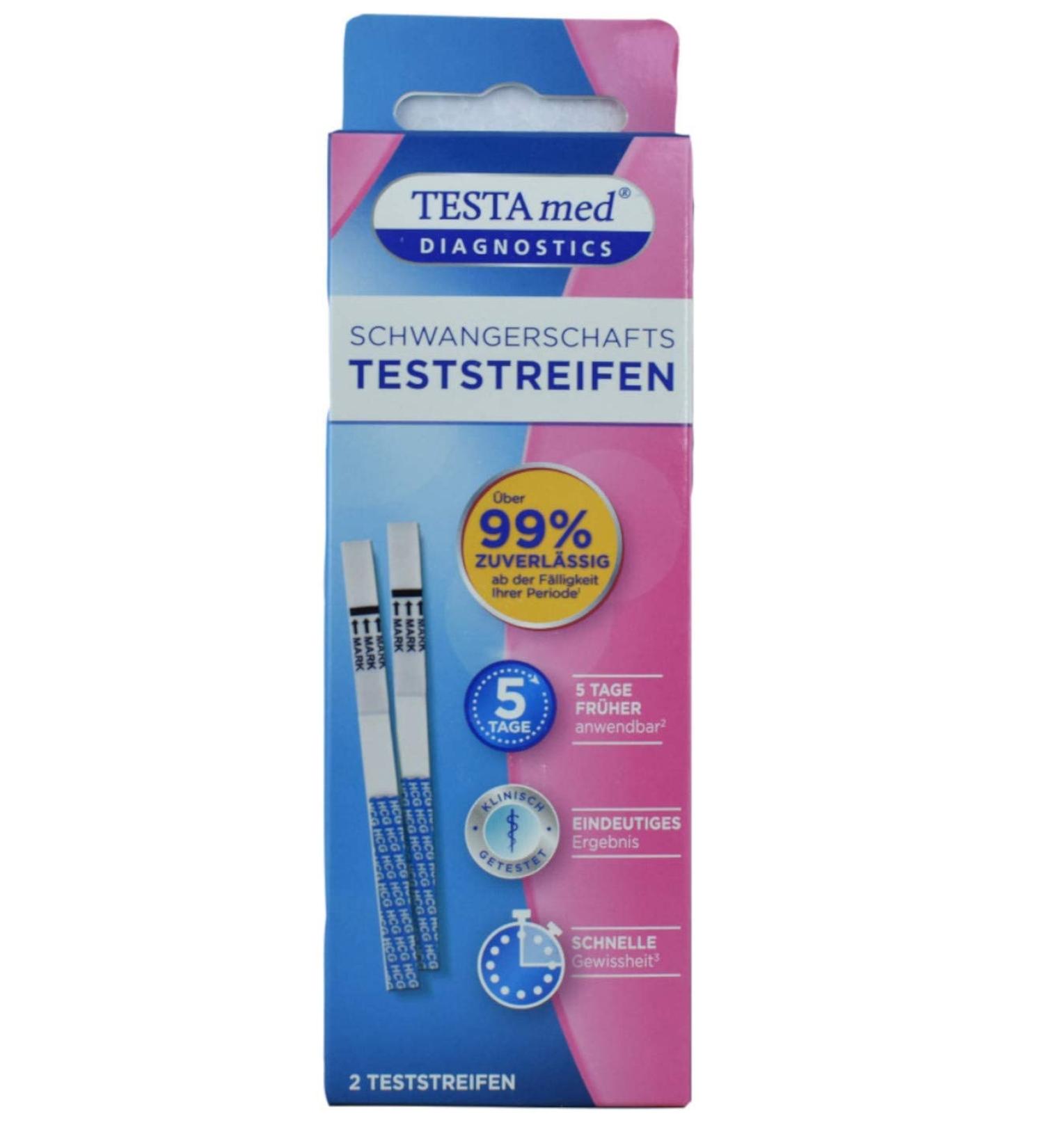 Testa med diagnostics pregnancy test test strips 2 pieces over 99% reliably from the due date of your period clear result within 5 minutes