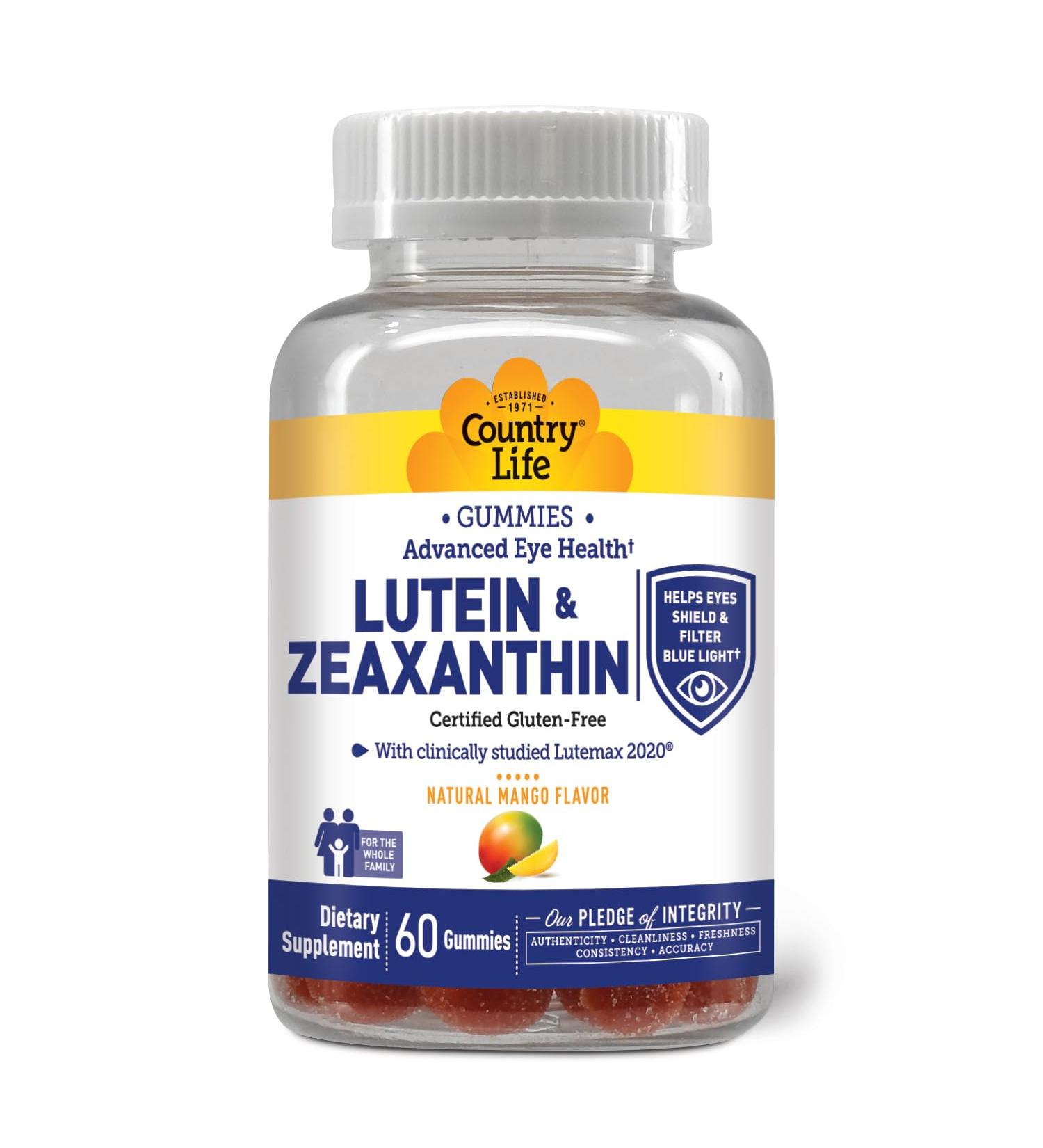 Country Life Lutein Gummies with Lutemax 2020 60 Ct Chewable Natural Eye Support Supplement Marigold Lutein Zeaxanthin Eye Health & Macular Support Non-GMO Natural Fruit Pectin Vegan - Buy Online on GoSupps.com