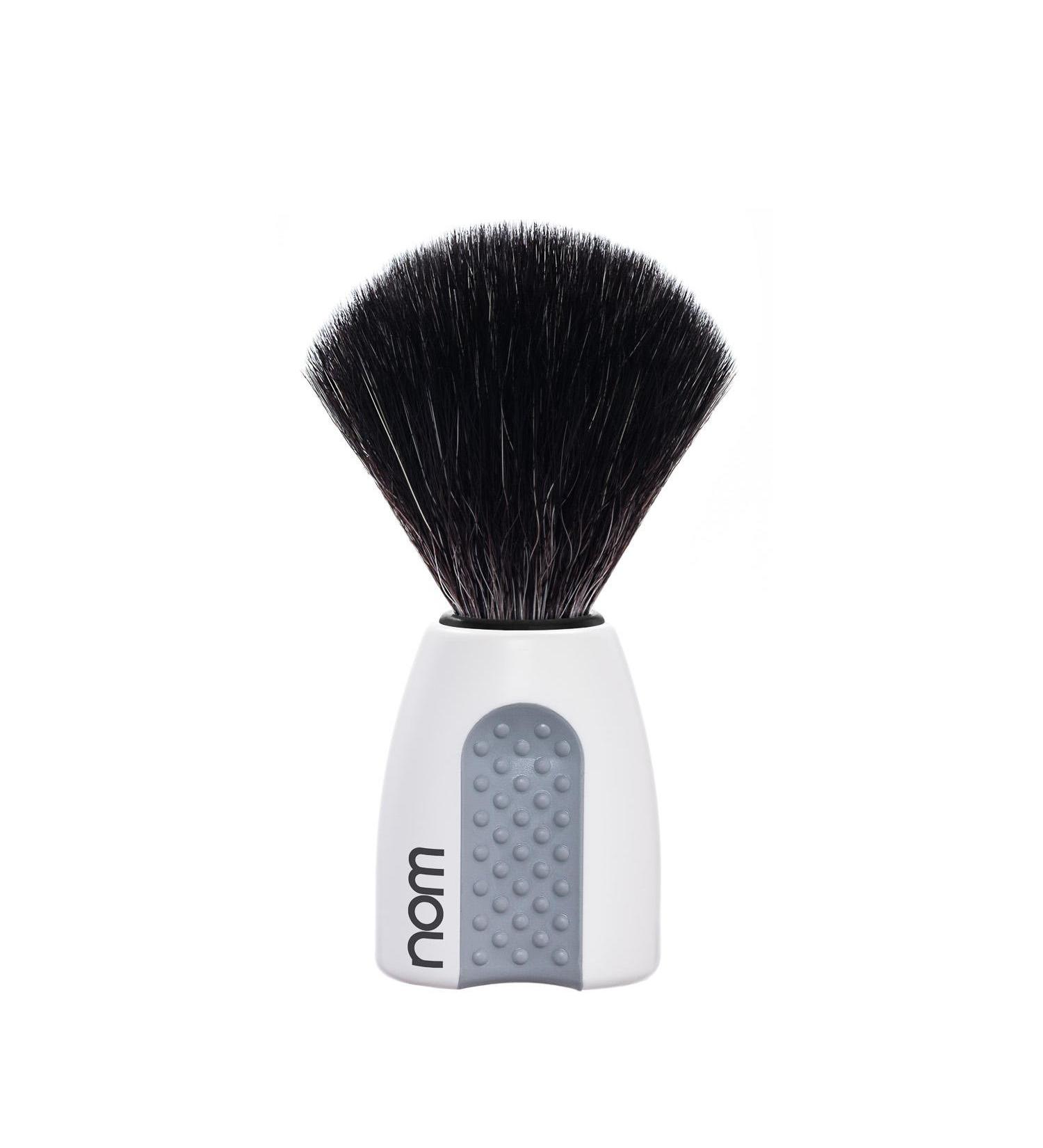 nom - Shaving brush - ERIK series - Synthetic fibre "Black Fibre" - White plastic