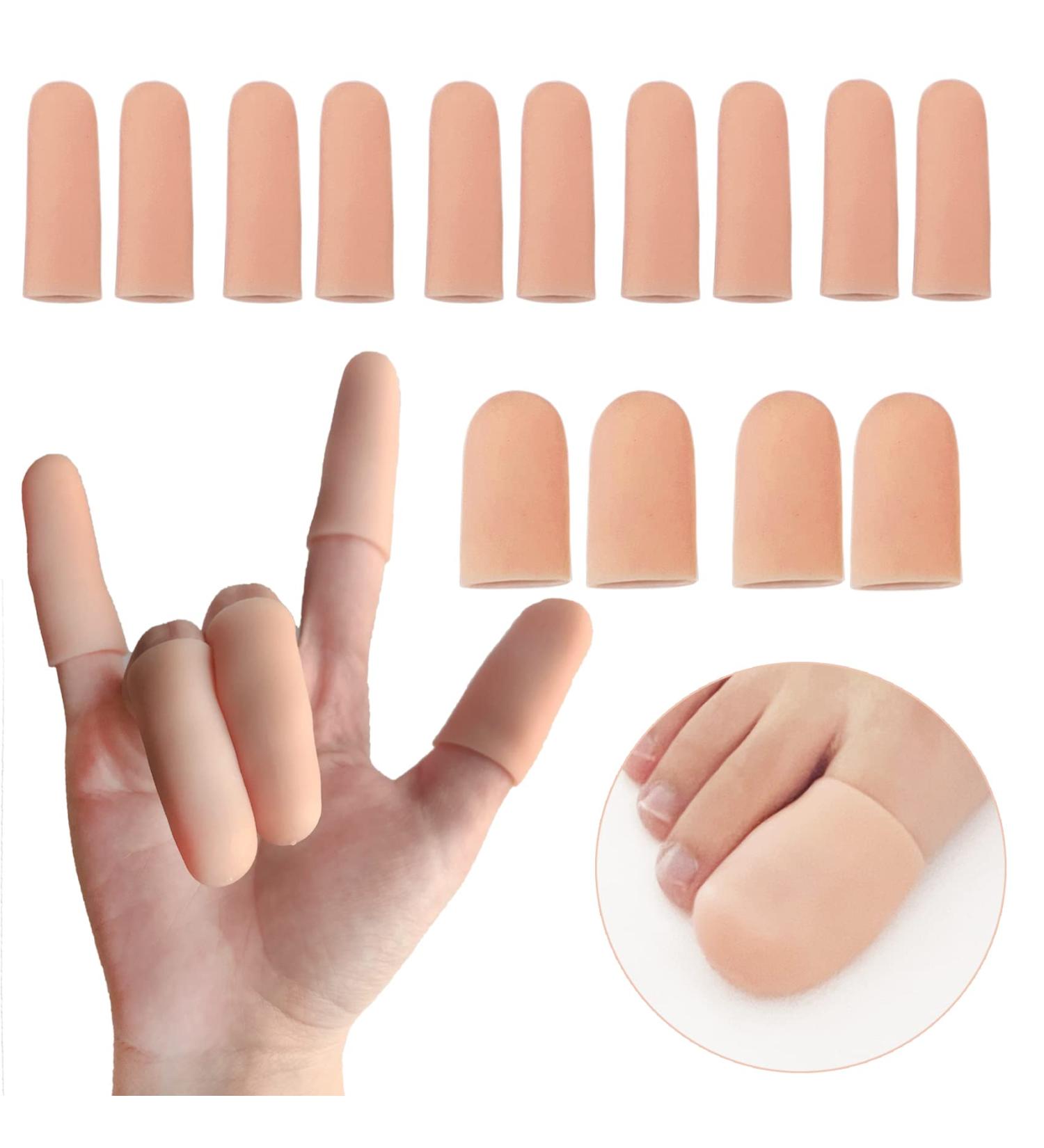 14 PCS Silicone Finger Cots for Trigger Finger, Hand Eczema, Arthritis - Soft Gel Finger Protectors - Reusable Finger Caps - Beige - Buy Online on GoSupps.com