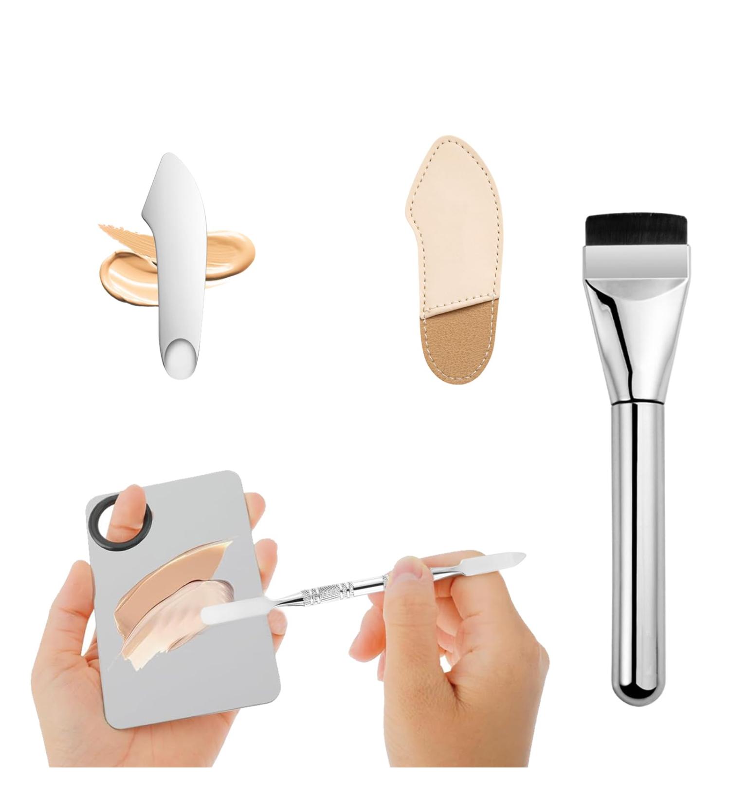 Makeup Mixing Palette Set Professional Facial Makeup Tools Foundation Brush Stainless Steel Cosmetic Scraper Spatula for Mixing Foundation Makeup Artist Tools - Buy Online on GoSupps.com