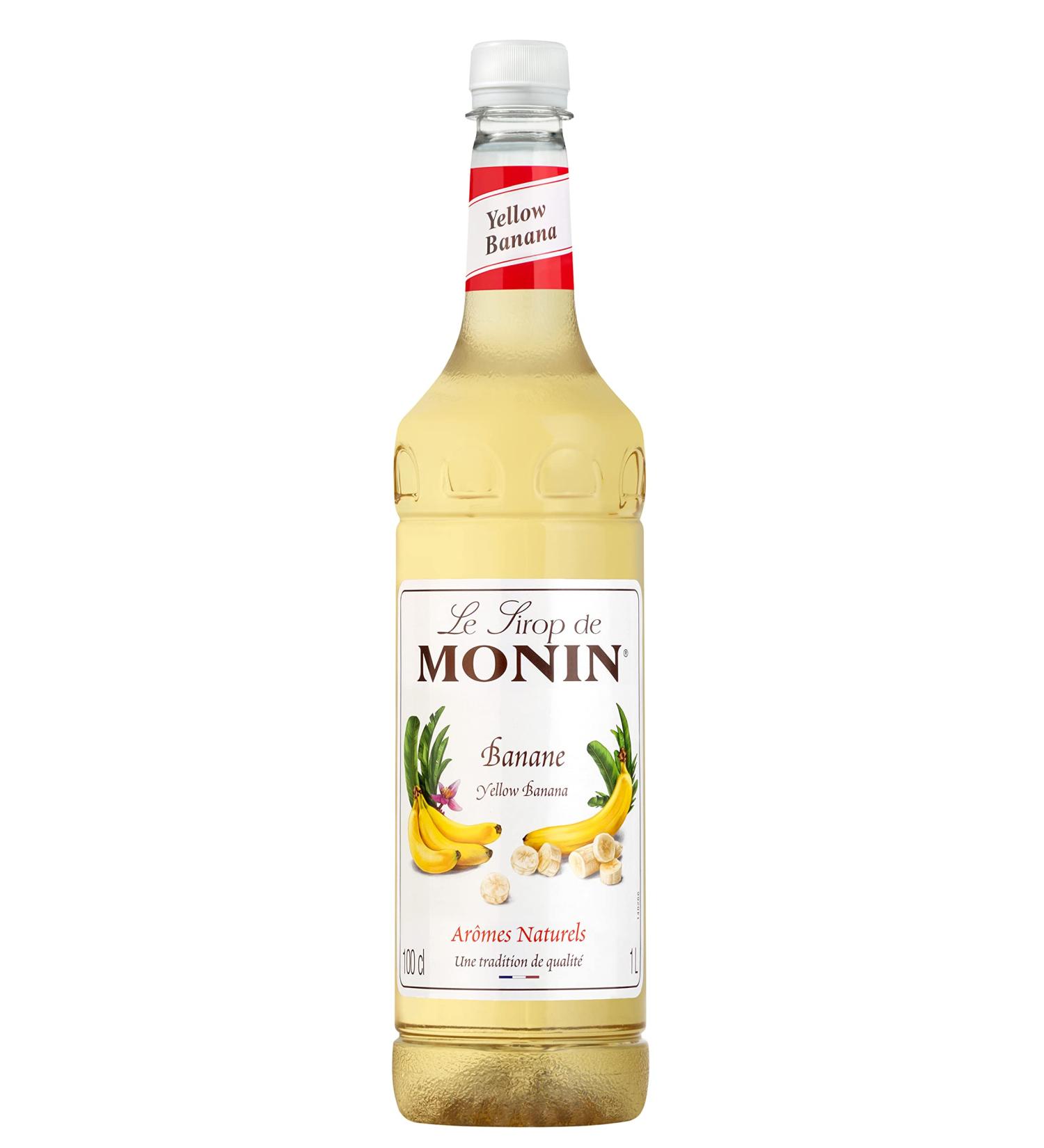 MONIN Premium Yellow Banana Syrup 1L for Cocktails and Mocktails - Vegan, Allergen-Free, 100% Natural Flavours - Banoffee Syrup Pairing Option - 1 Pack - Buy Online on GoSupps.com
