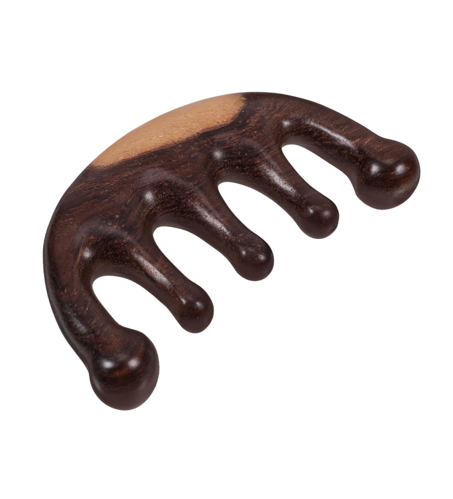 Buy Combined Massage Comb - Wooden Wide Tooth Comb for Curly Hair & Head Massage Tool | Perfect for Women's Hair Care - 10.50x5.00cm Brown - Buy Online on GoSupps.com