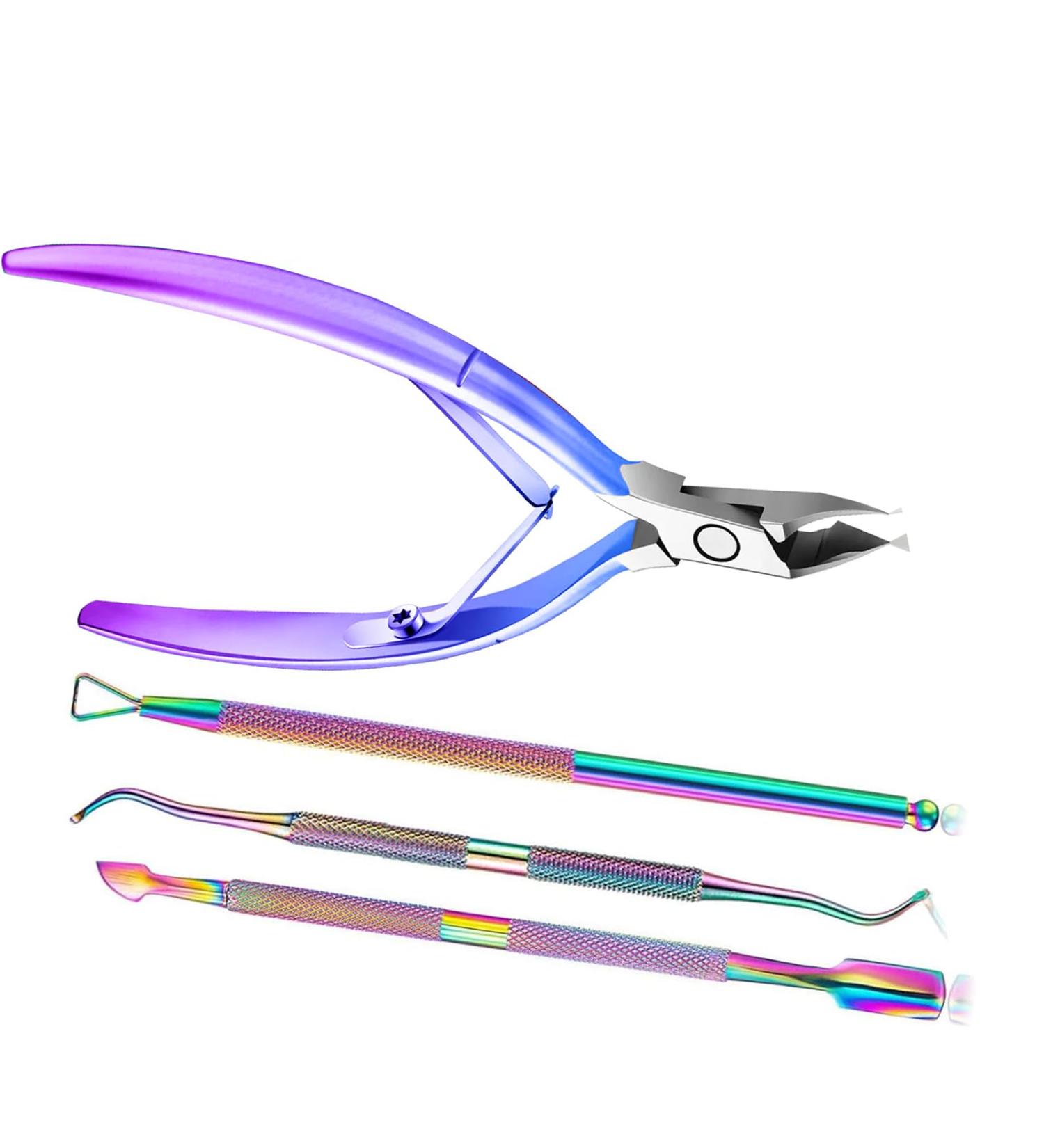 4 Pieces Cuticle Pliers Stainless Steel Cuticle Cutter for Fingernails and Toenails Nail Clippers Pliers Nails Feet for Dead Skin and Cuticle