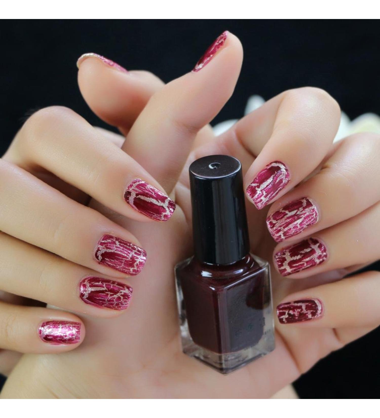 Bling Mirror Effect Powder Nail Kit - 12 Colors Cracked Shatter Nail Polish Set with Base | International Shipping Available - Buy Online on GoSupps.com