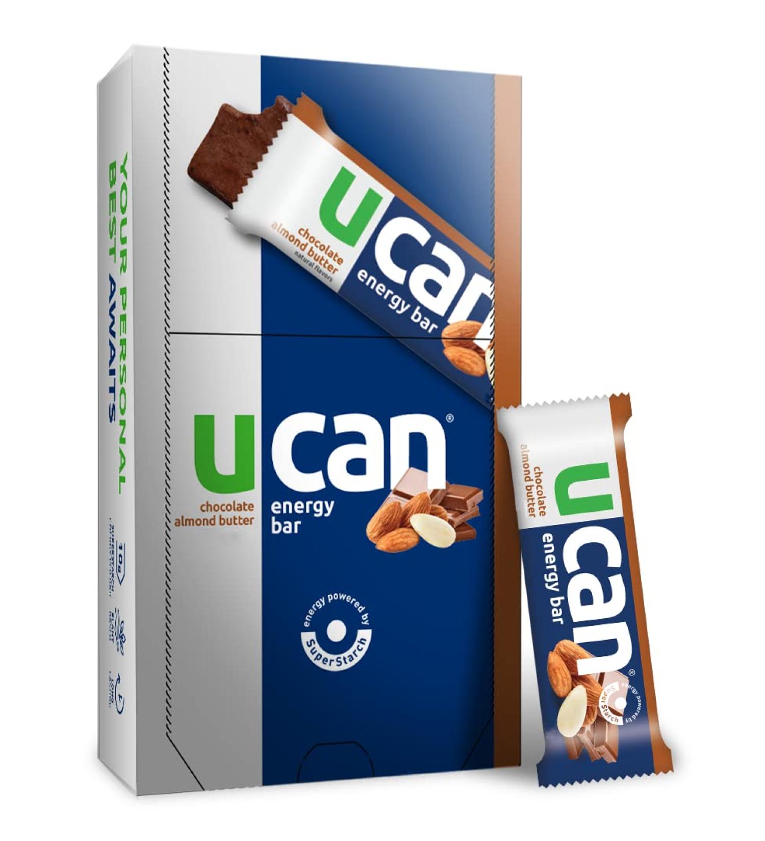 UCAN Chocolate Almond Butter Energy Bars - Vegan, Non-GMO, Gluten-Free (12 Pack - 1.4 oz) - Buy Online on GoSupps.com