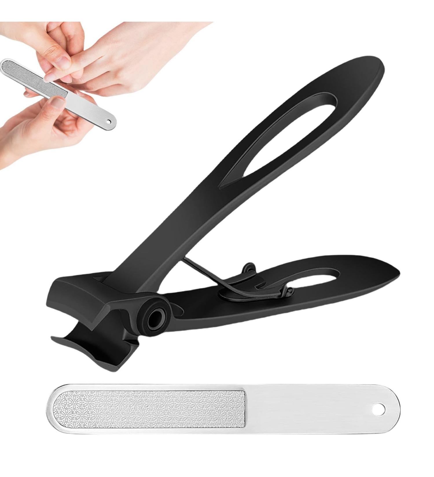 Vbnuyhim Large Nail Clippers Toenail Clippers for Seniors | Portable Stainless Steel Nail Clippers | Long Handle Toenail Clippers with Ergonomic Slant Head Toenail Clippers Black - Buy Online on GoSupps.com