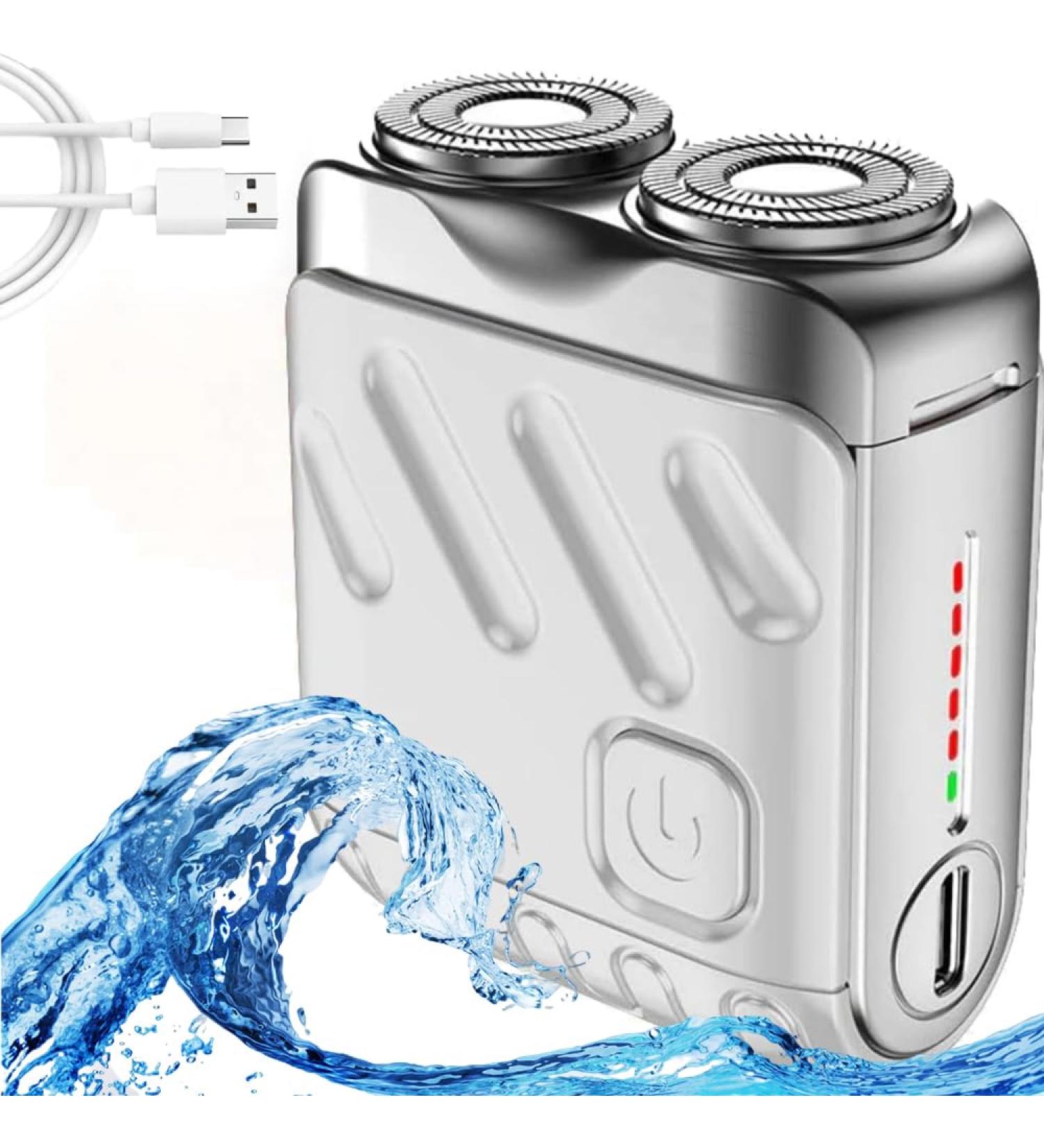 Mini Electric Explosive Shaver Portable Electric Shaver for Men Rechargeable Dual Blade Razor Waterproof USB Fast Charging Compact Travel Size Cordless Face Shaver with LED Power Display (White) - Buy Online on GoSupps.com