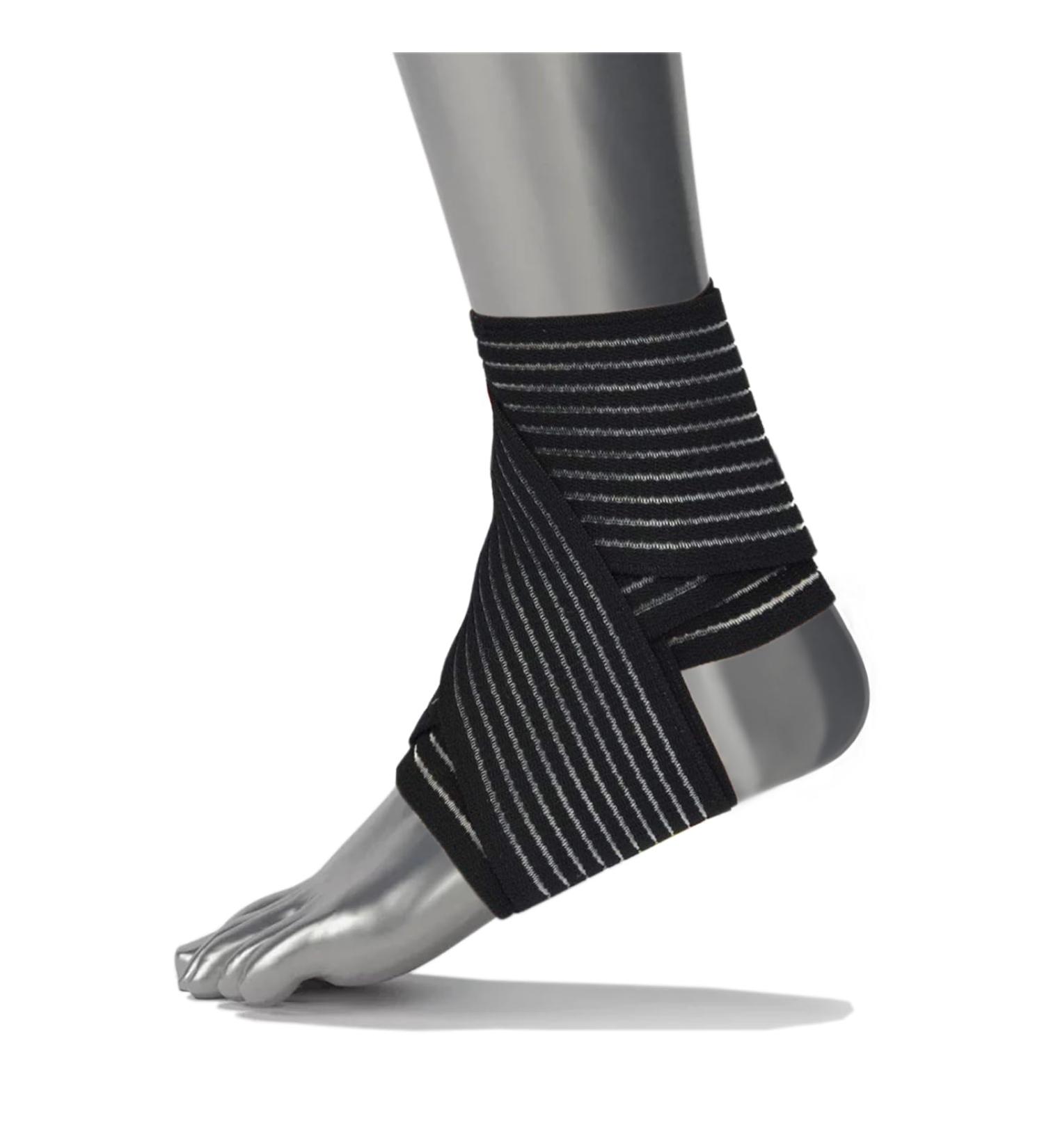 High-Elastic Breathable Ankle Brace for Men & Women | Adjustable Compression Wrap for Plantar Fasciitis Sprain & Joint Pain Relief - Ideal for Sports - Black - Buy Online on GoSupps.com