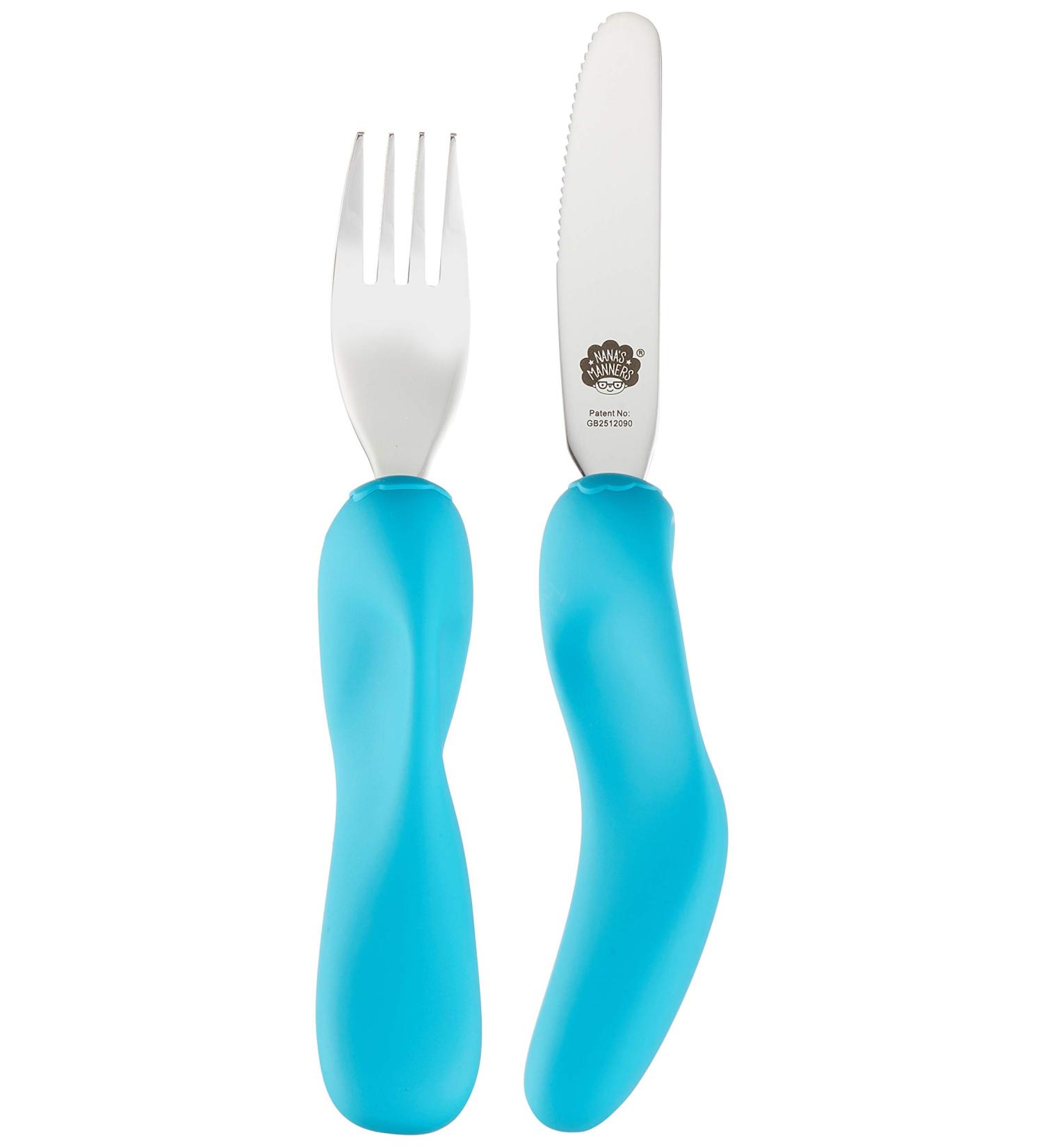 Childrens Cutlery Nanas Manners Level 3 Knife & Fork Set - Blue for Ages 3-9 | Ocean Blue Design - International Shipping - Buy Online on GoSupps.com